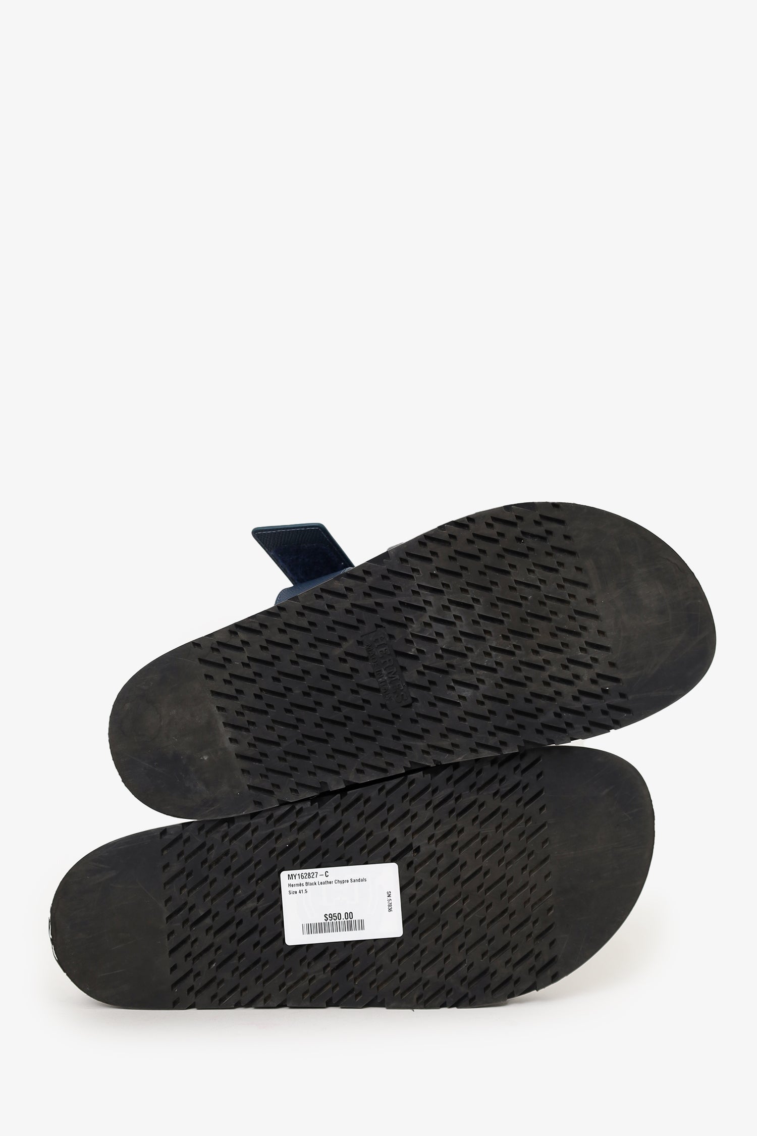 Hermès Black Leather Chypre Sandals Size 41.5
