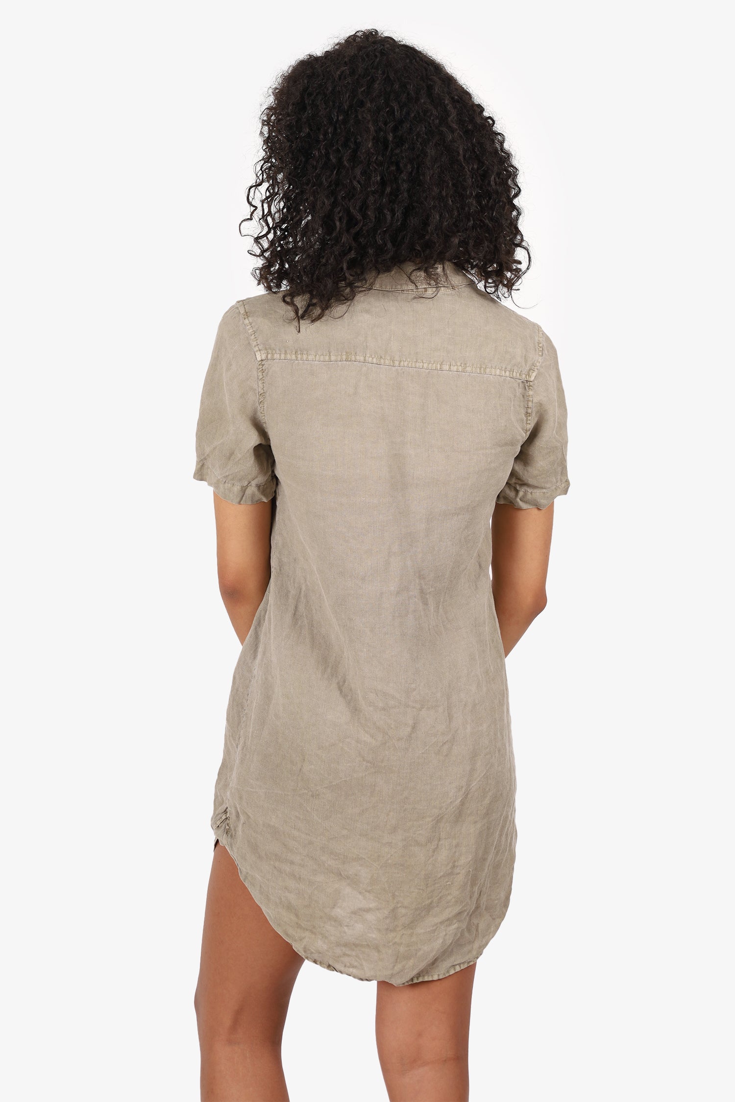James Perse Khaki Green Short Sleeve Button Up Dress Size 1