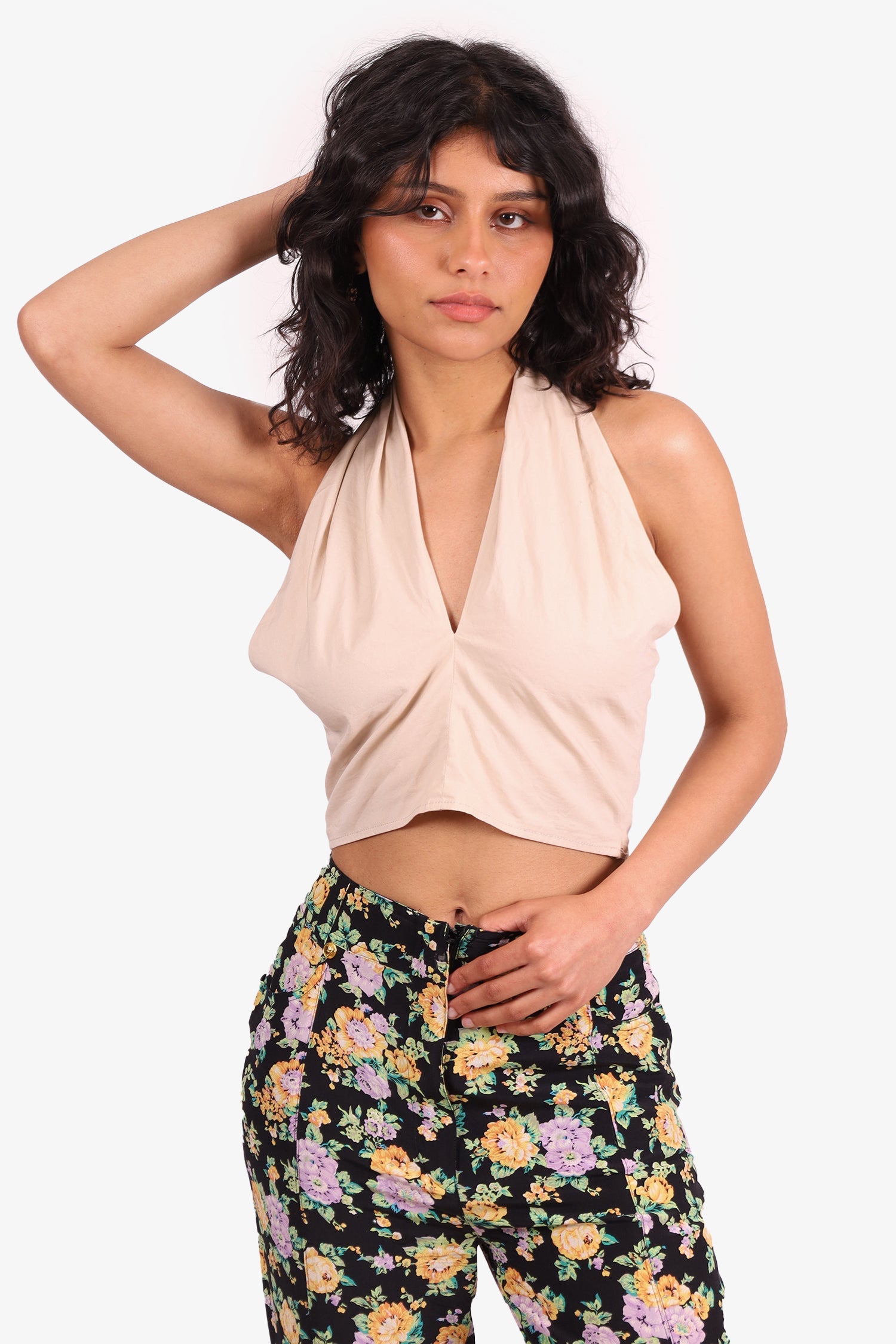 Staud Beige Halter Neck Crop Top Size 2