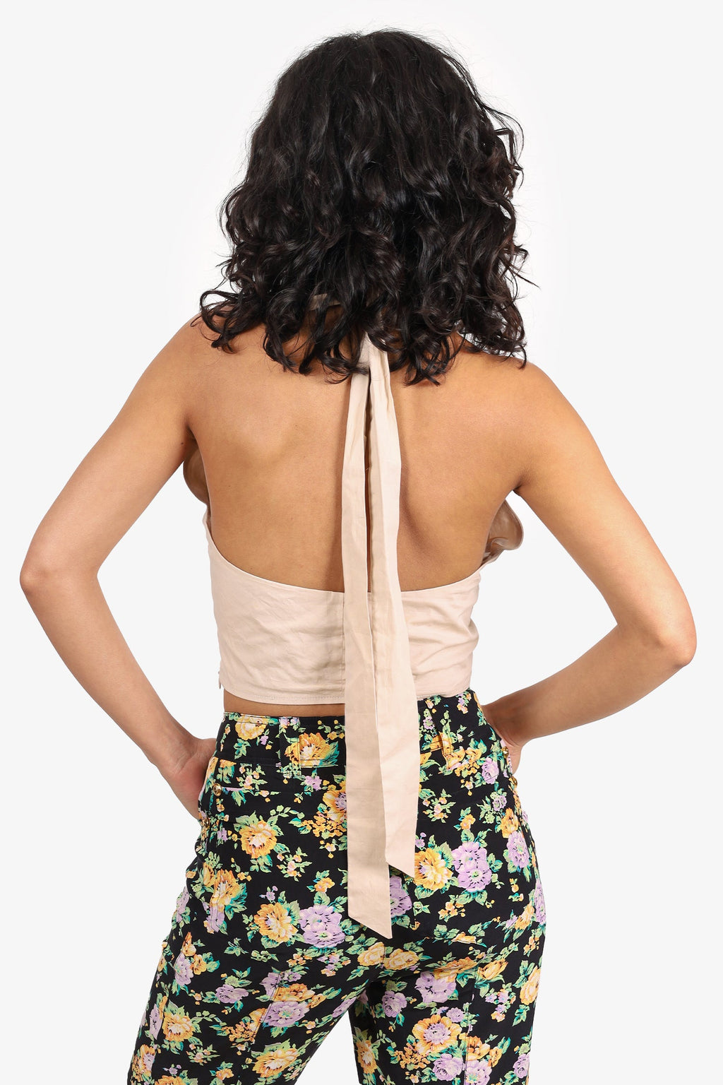 Staud Beige Halter Neck Crop Top Size 2