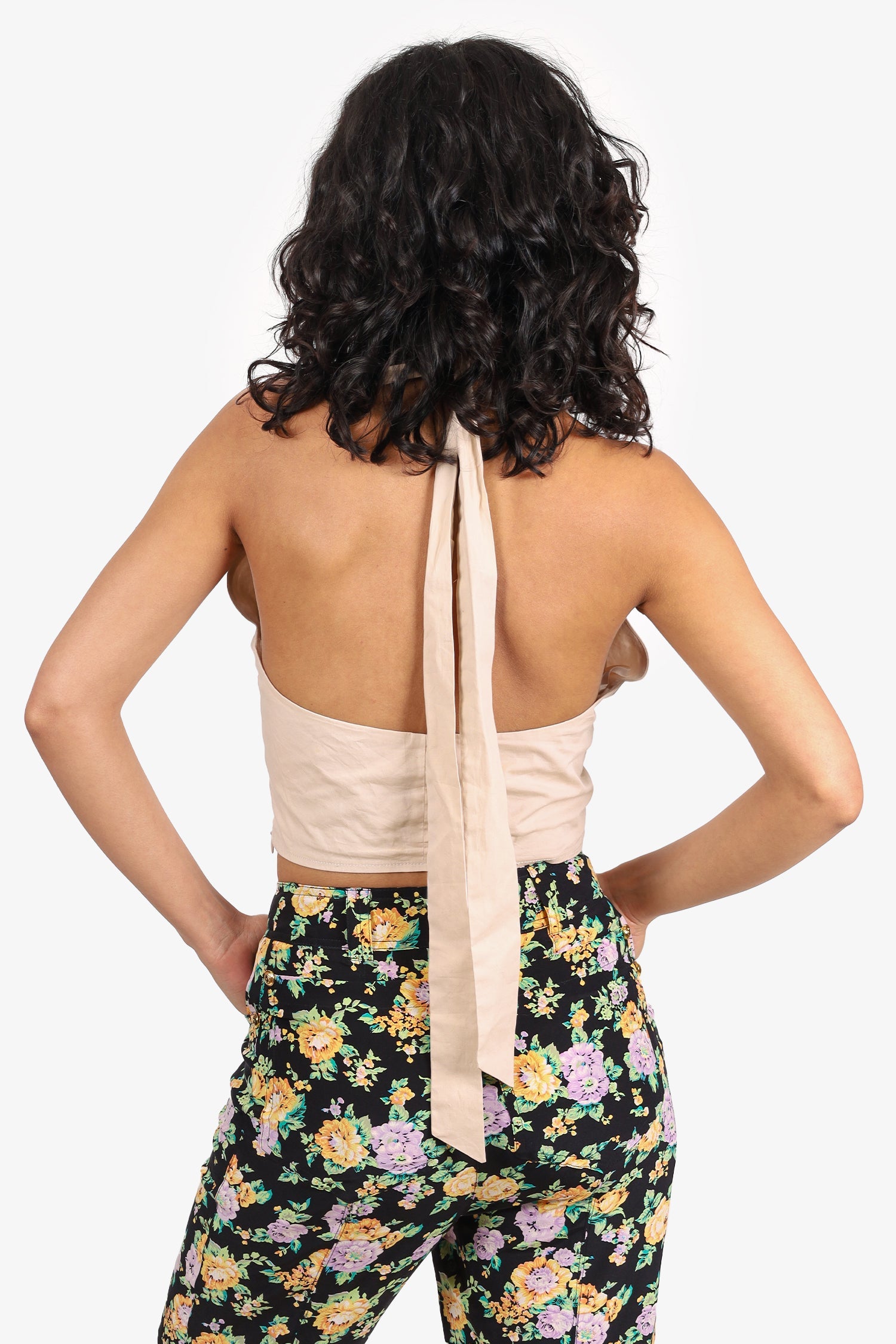 Staud Beige Halter Neck Crop Top Size 2