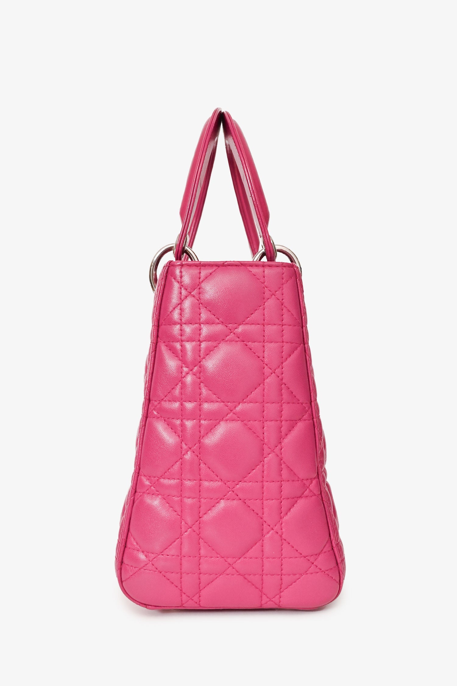 Christian Dior 2013 Pink Cannage Leather Lady Dior Top Handle With Strap