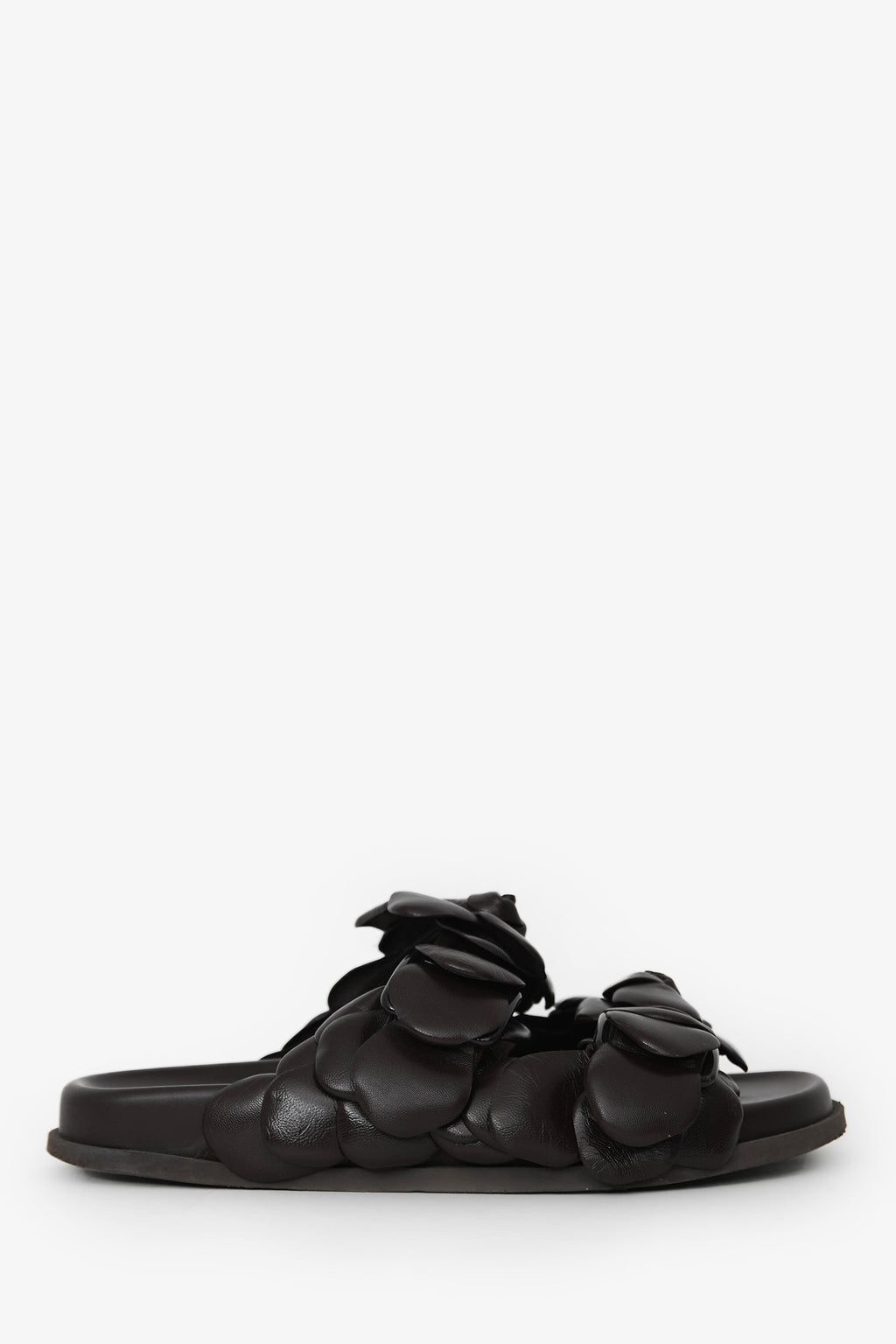 Valentino Brown Leather Rosette Sandals Size 37