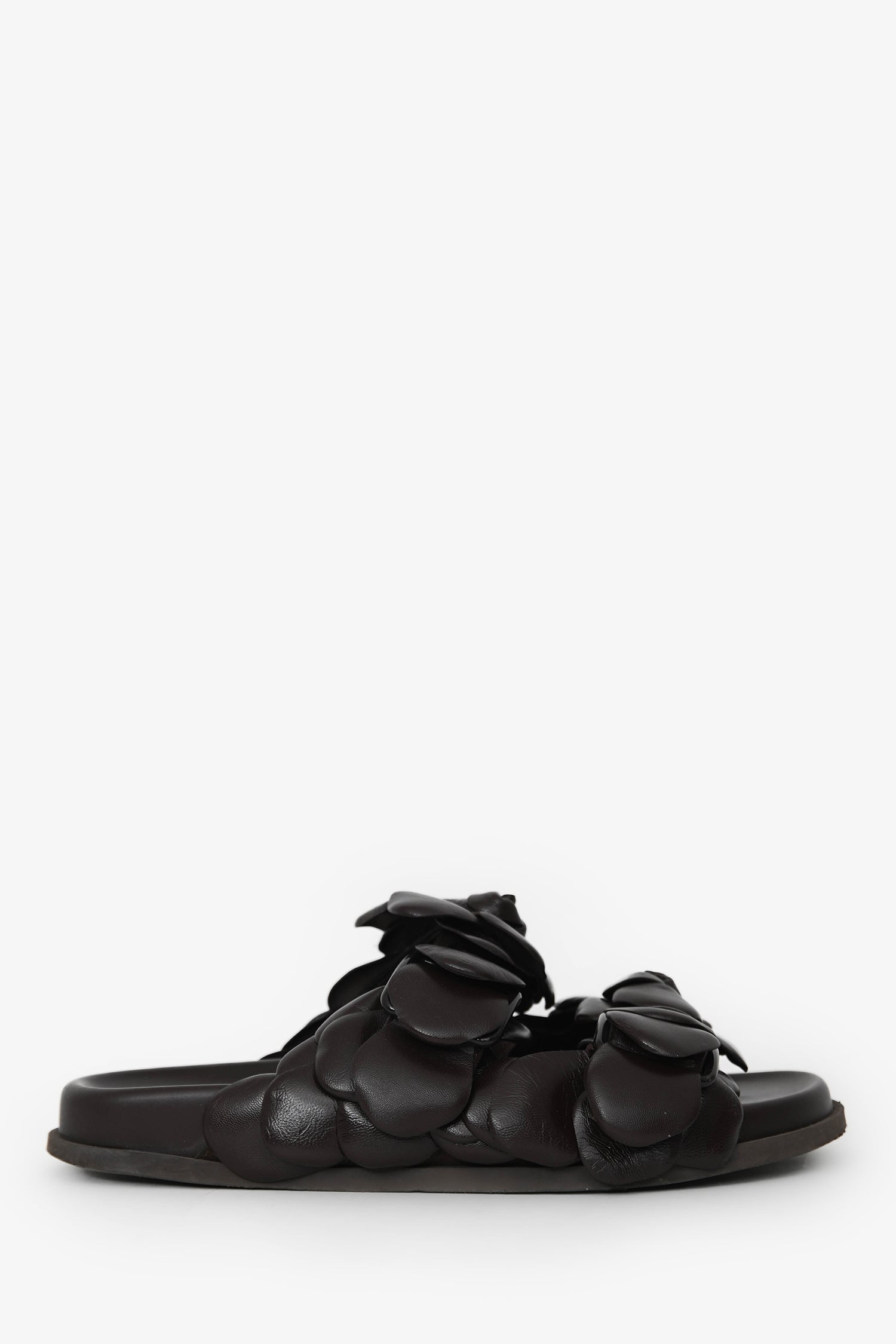 Valentino Brown Leather Rosette Sandals Size 37
