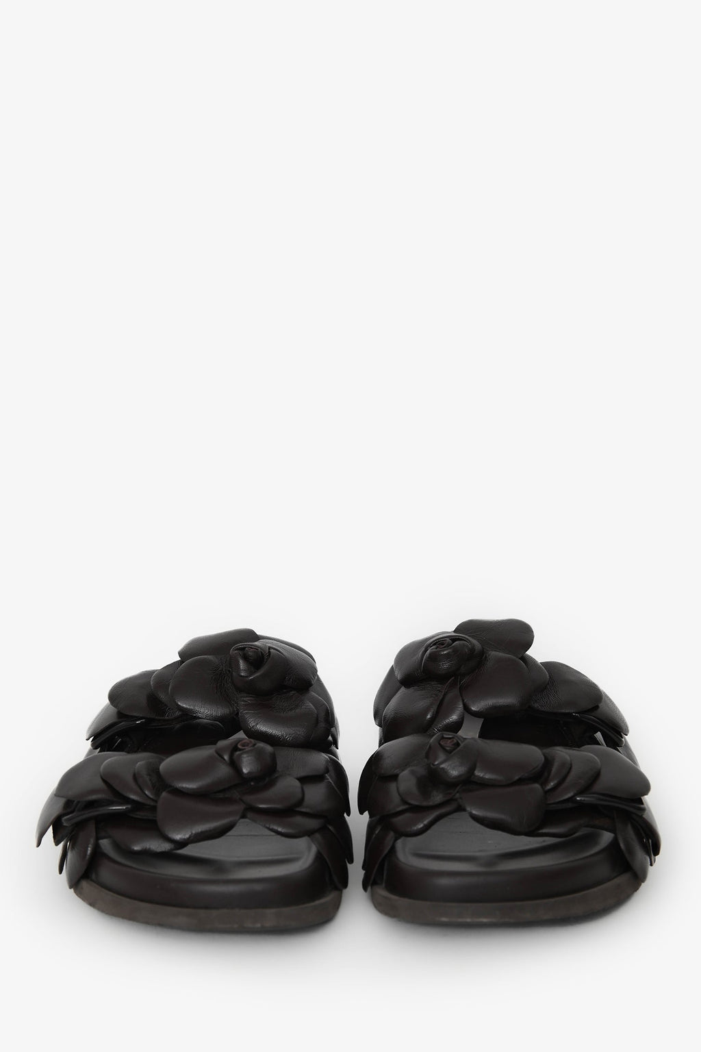 Valentino Brown Leather Rosette Sandals Size 37