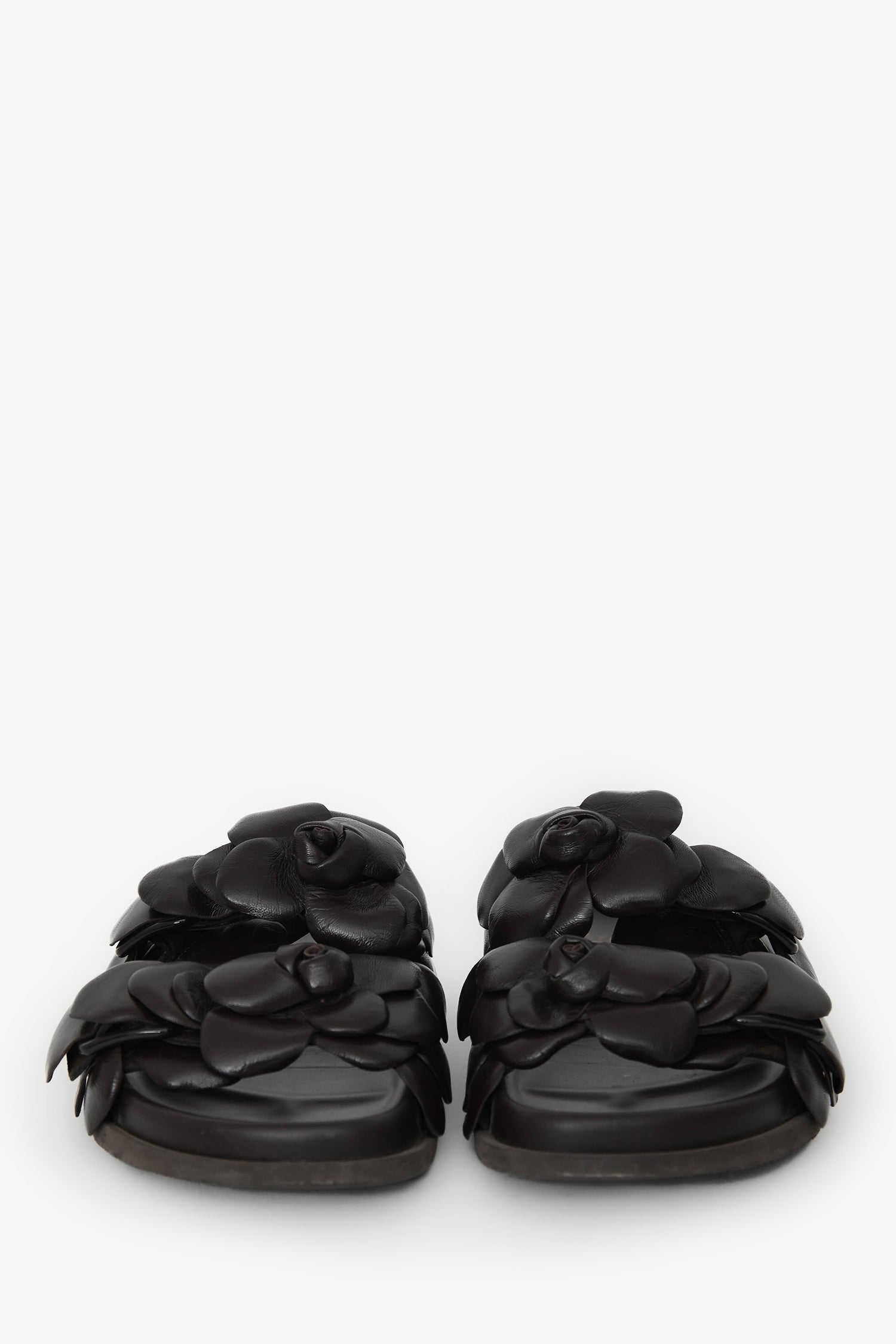 Valentino Brown Leather Rosette Sandals Size 37