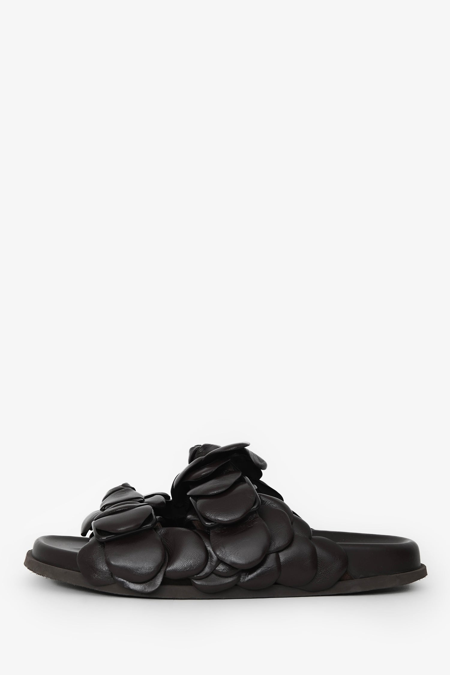 Valentino Brown Leather Rosette Sandals Size 37
