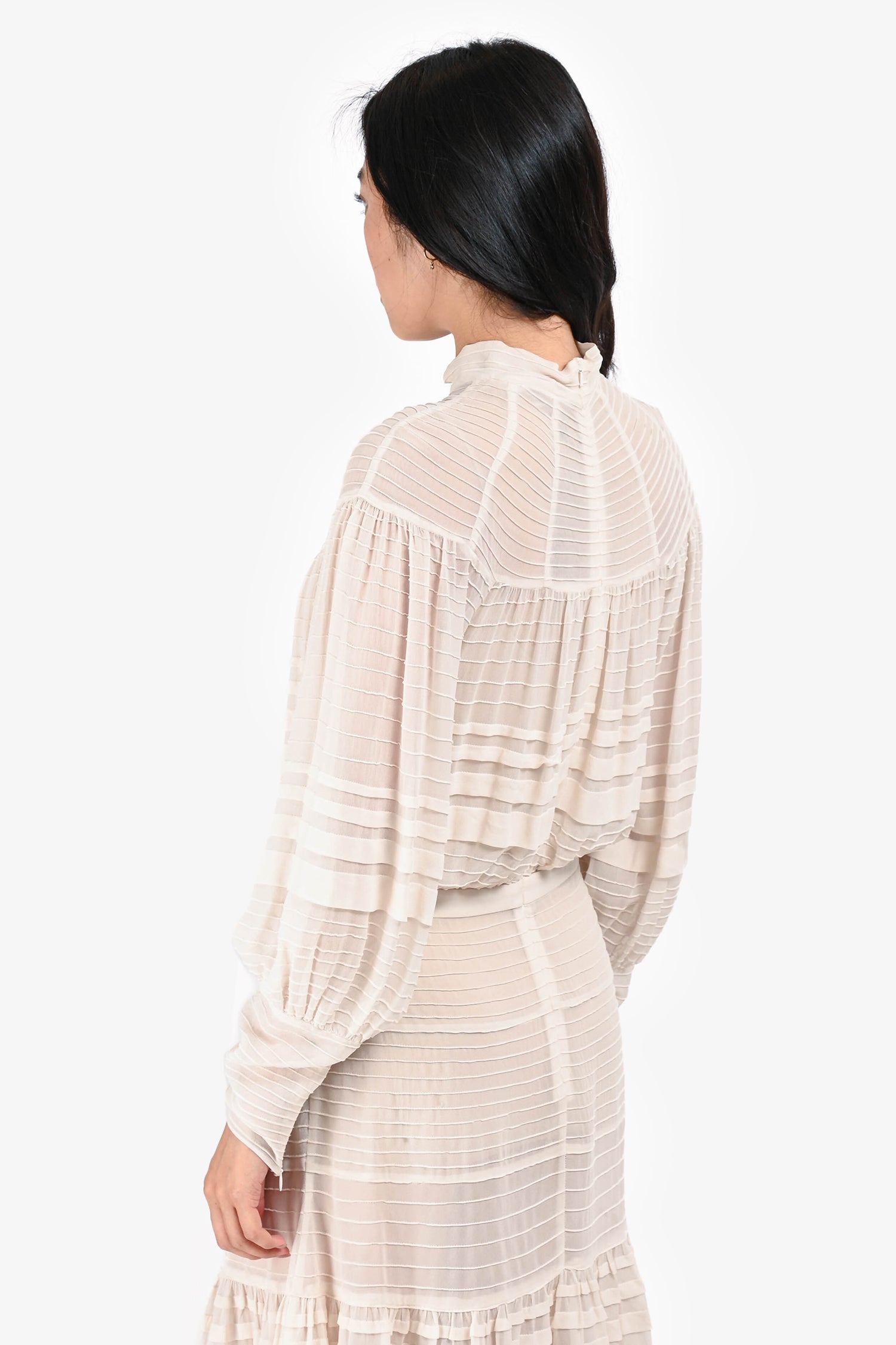 Zimmerman White Silk Long Sleeve Ruffled Midi Dress Size 3