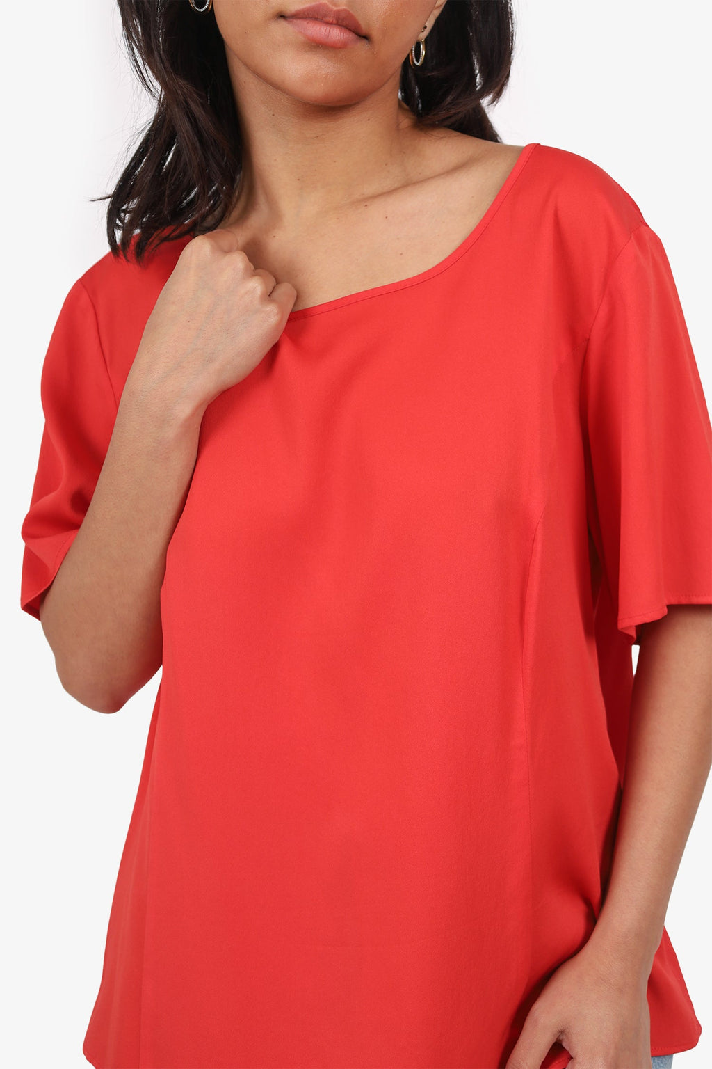 MaxMara Weekend Orange Silk Short Sleeve Top Size S