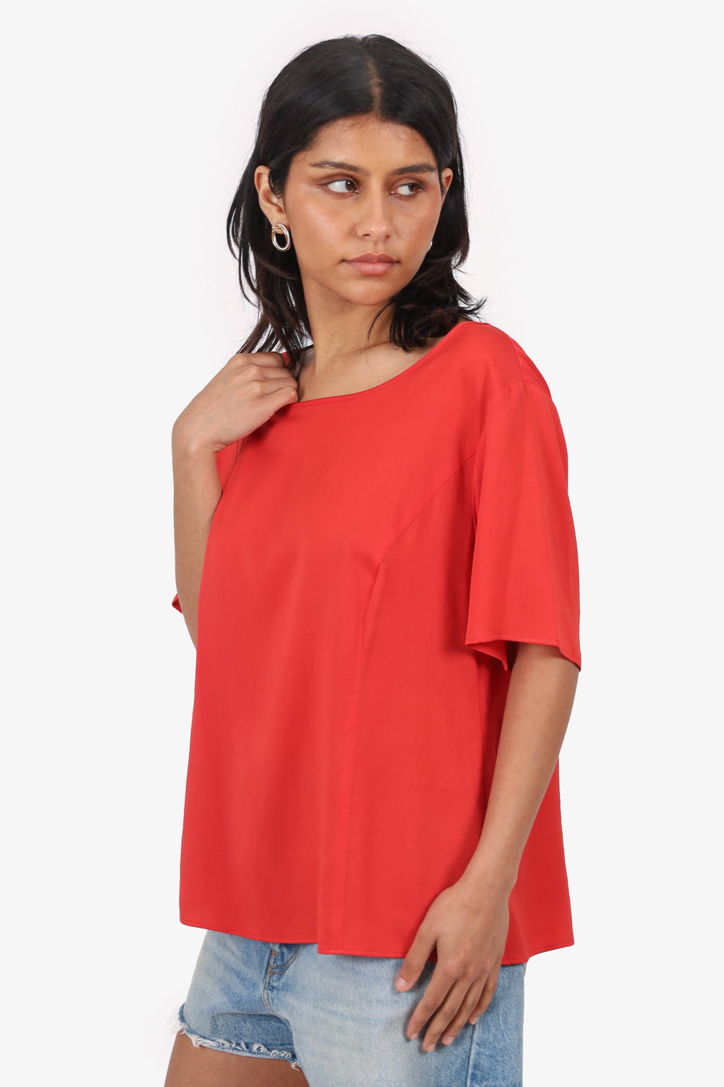MaxMara Weekend Orange Silk Short Sleeve Top Size S