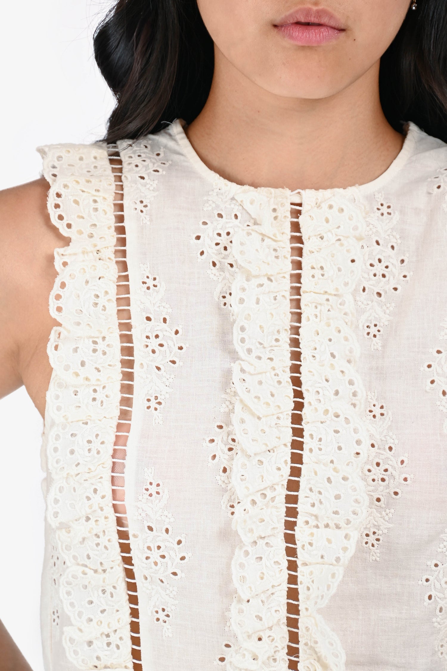 Zimmermann Cream Cotton/Eyelet Sleeveless Top Size 0