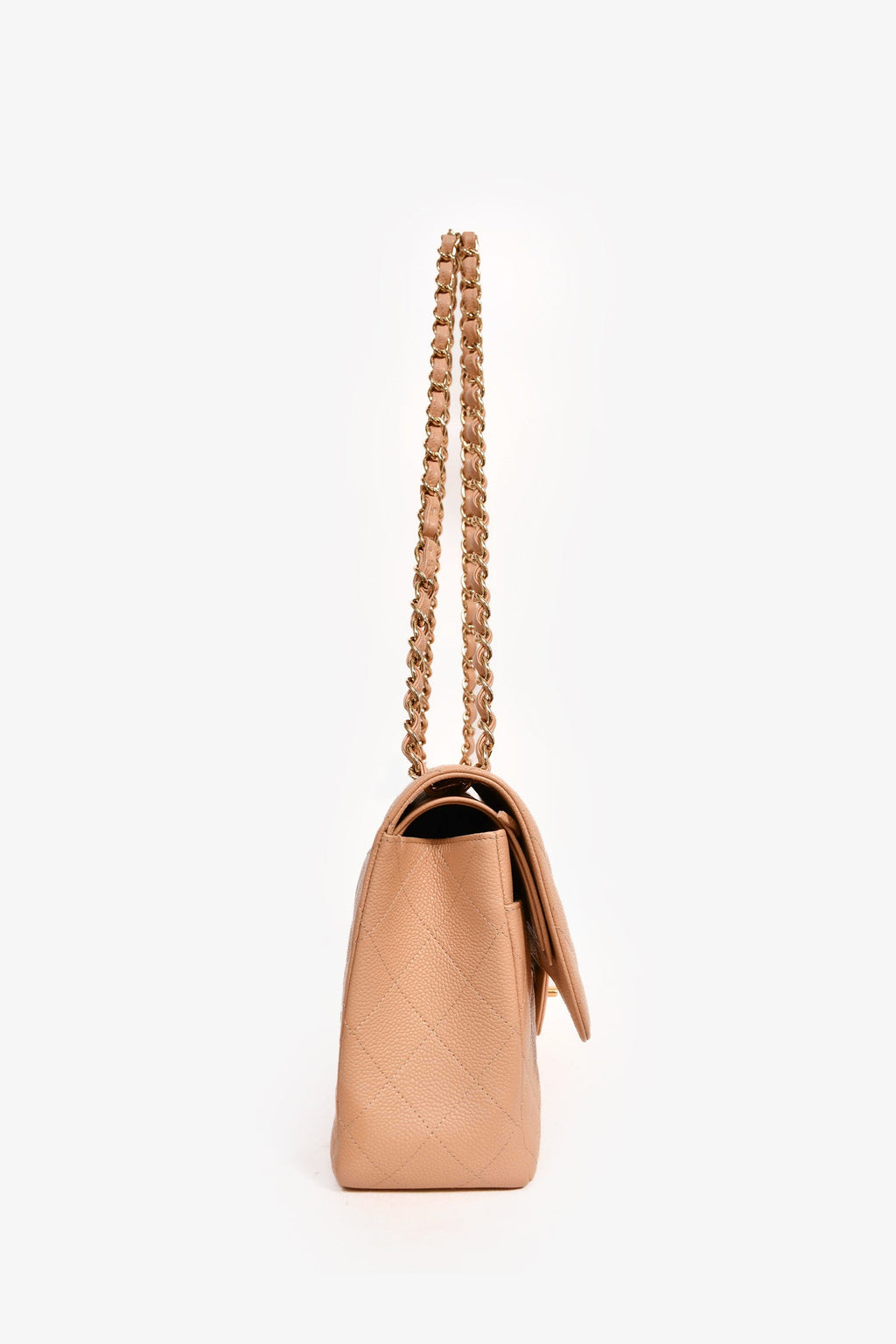 Pre-Loved Chanel™ 2012 Beige Caviar Jumbo Double Flap Shoulder Bag