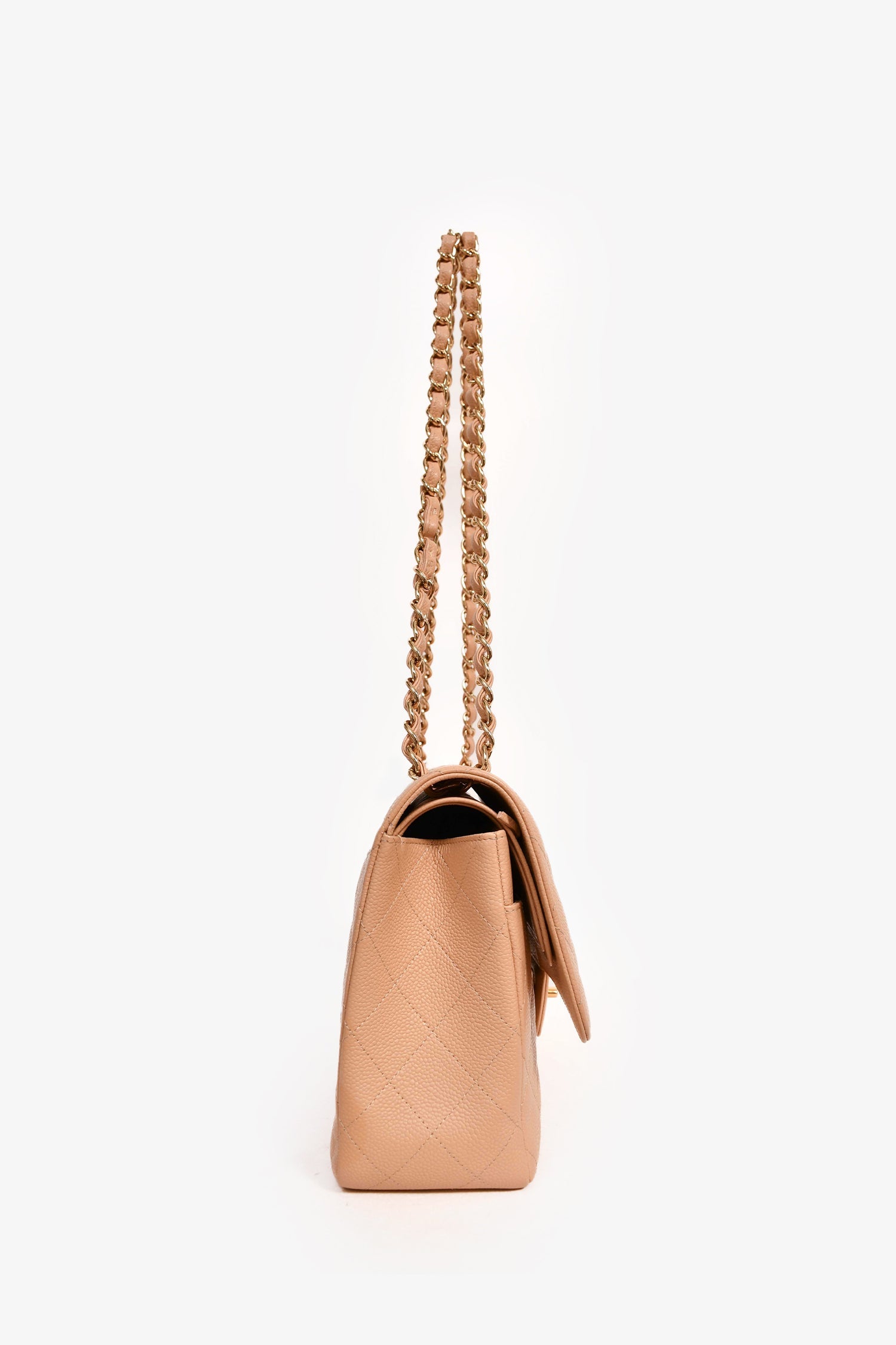 Pre-Loved Chanel™ 2012 Beige Caviar Jumbo Double Flap Shoulder Bag
