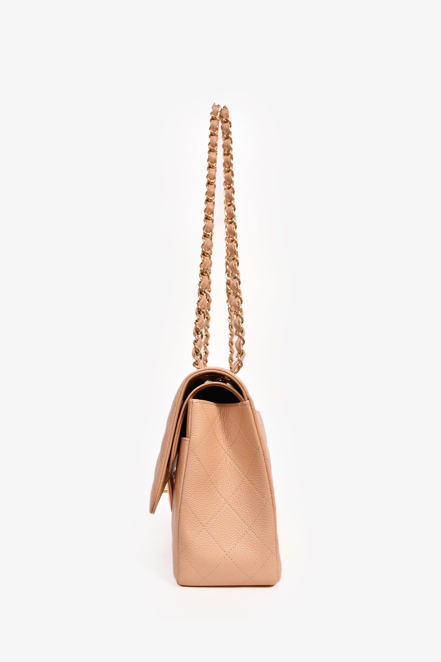 Pre-Loved Chanel™ 2012 Beige Caviar Jumbo Double Flap Shoulder Bag