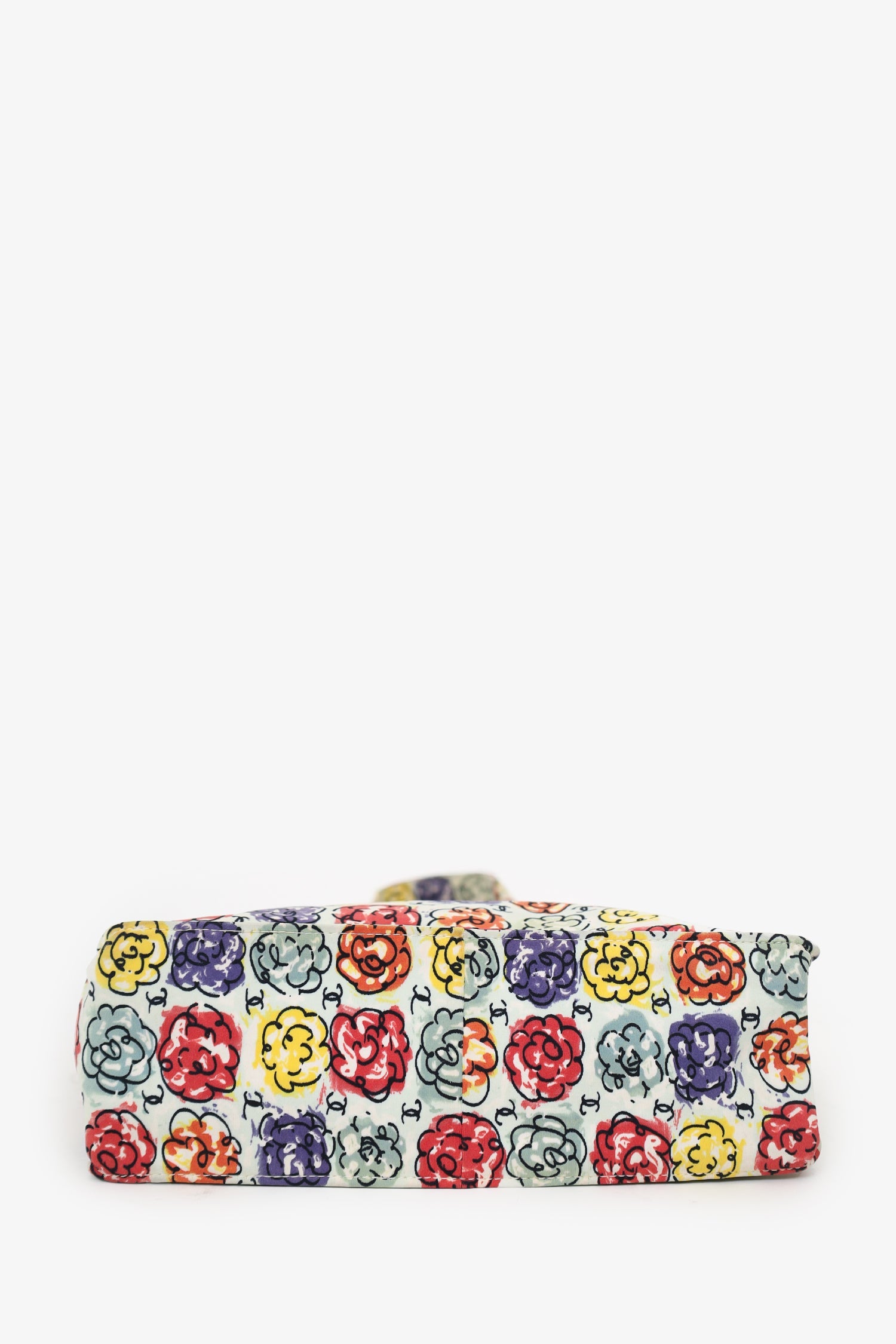 Pre-Loved Chanel™ White/Multicolour Floral Print CC Mini Tote