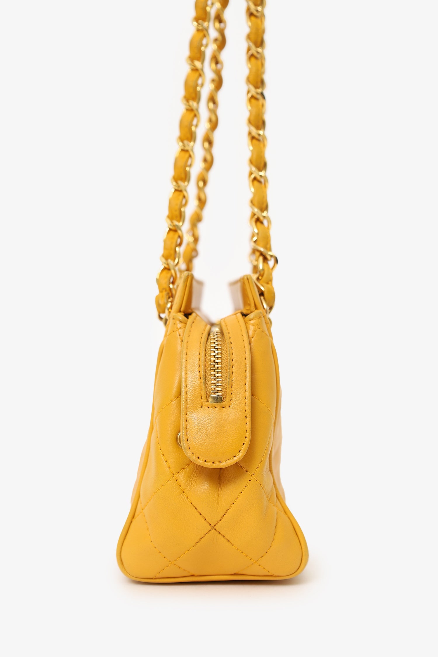 Pre-Loved Chanel™ 1994-96 Yellow Quilted Lambskin Mini Square Bag