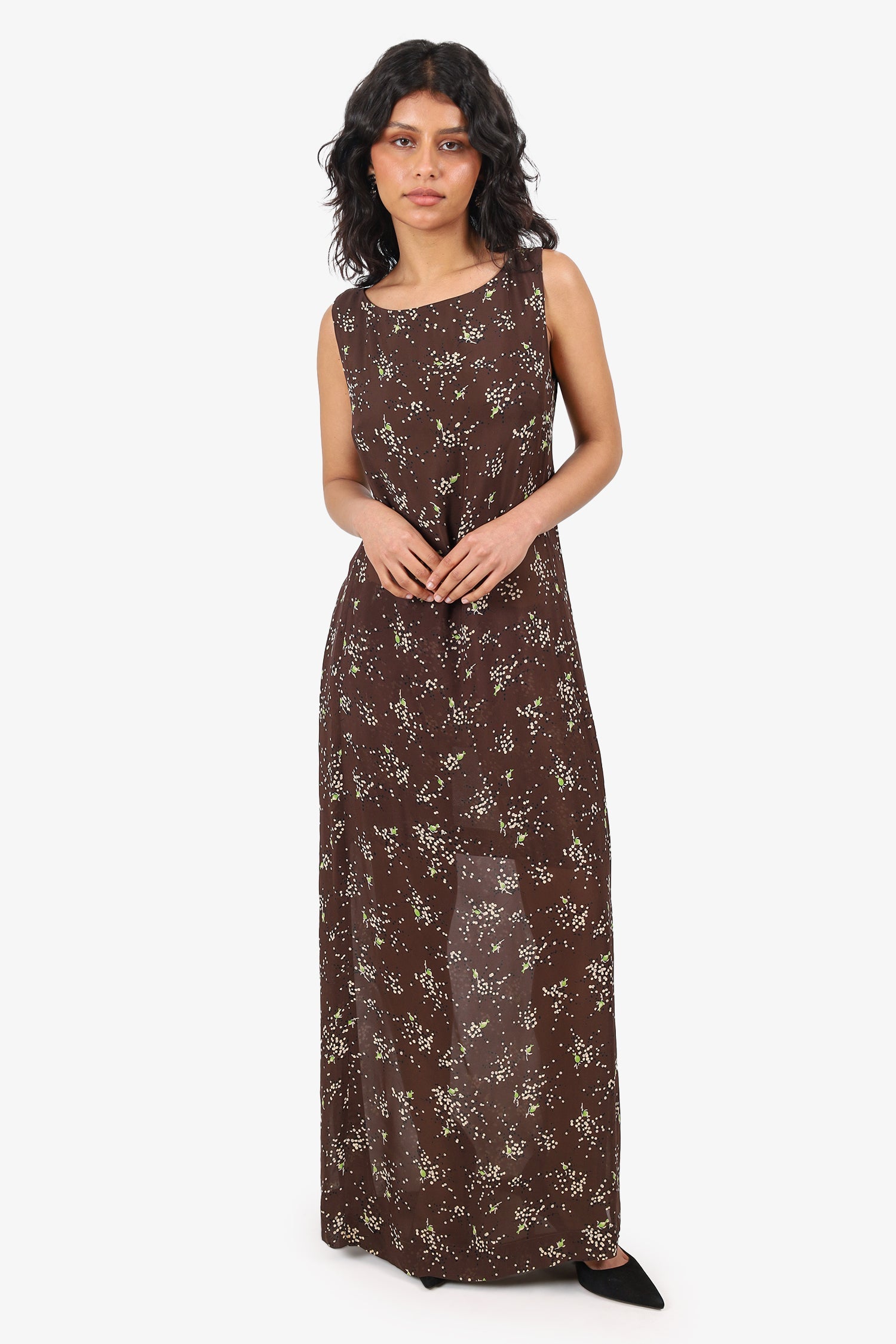 Moschino Brown Floral Print Two-piece Dress Size 10