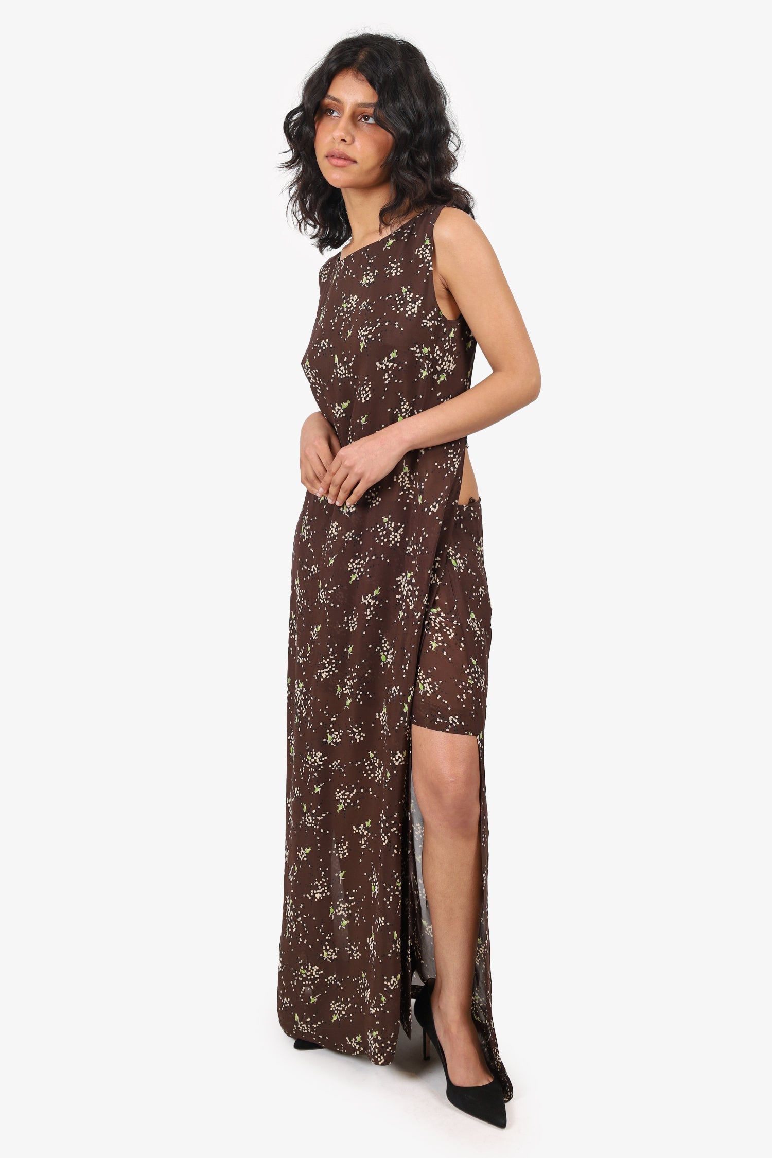 Moschino Brown Floral Print Two-piece Dress Size 10