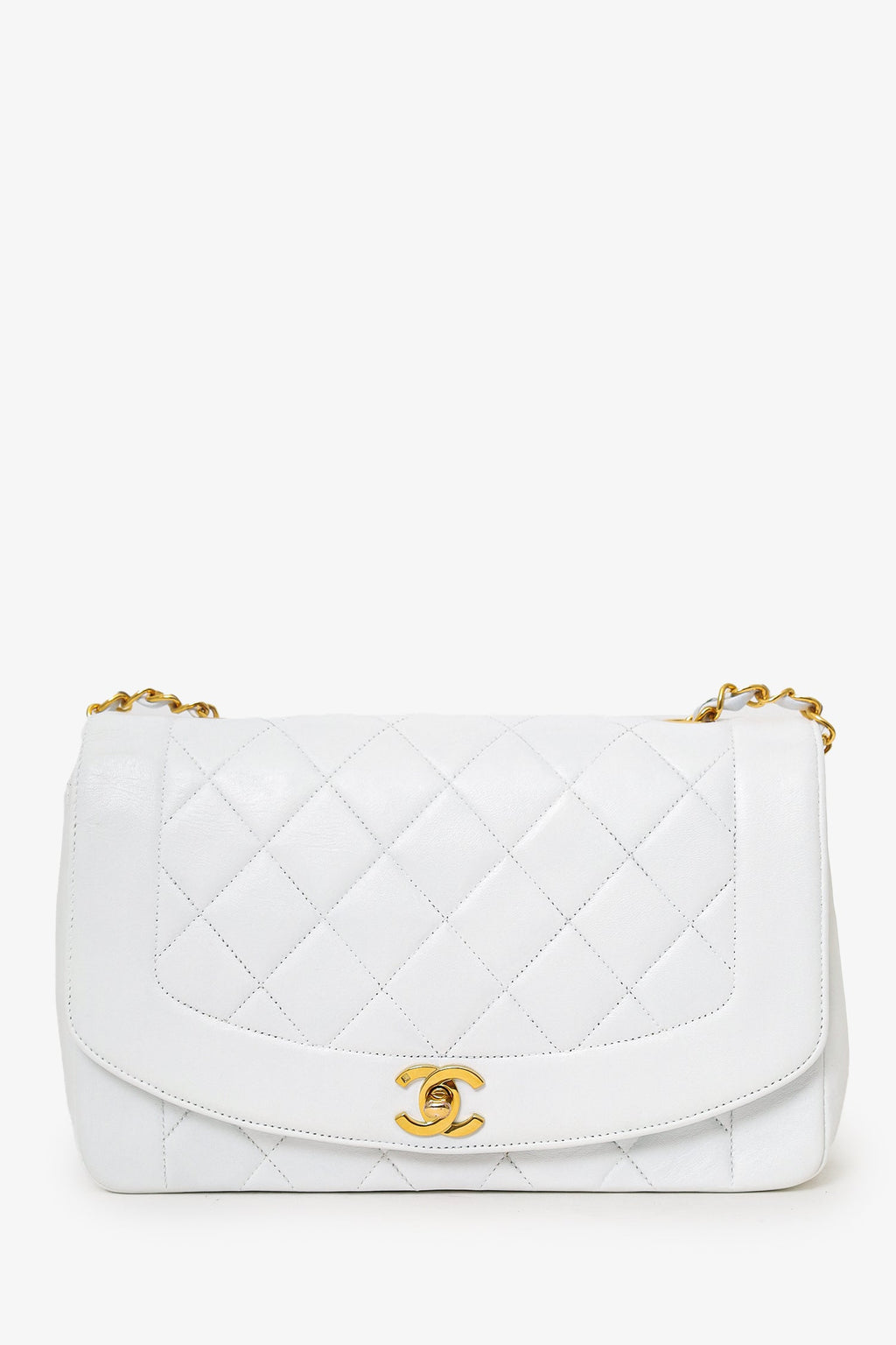 Pre-Loved Chanel™ 1994-96 White Lambskin Medium Diana Shoulder Bag (Refurbished)