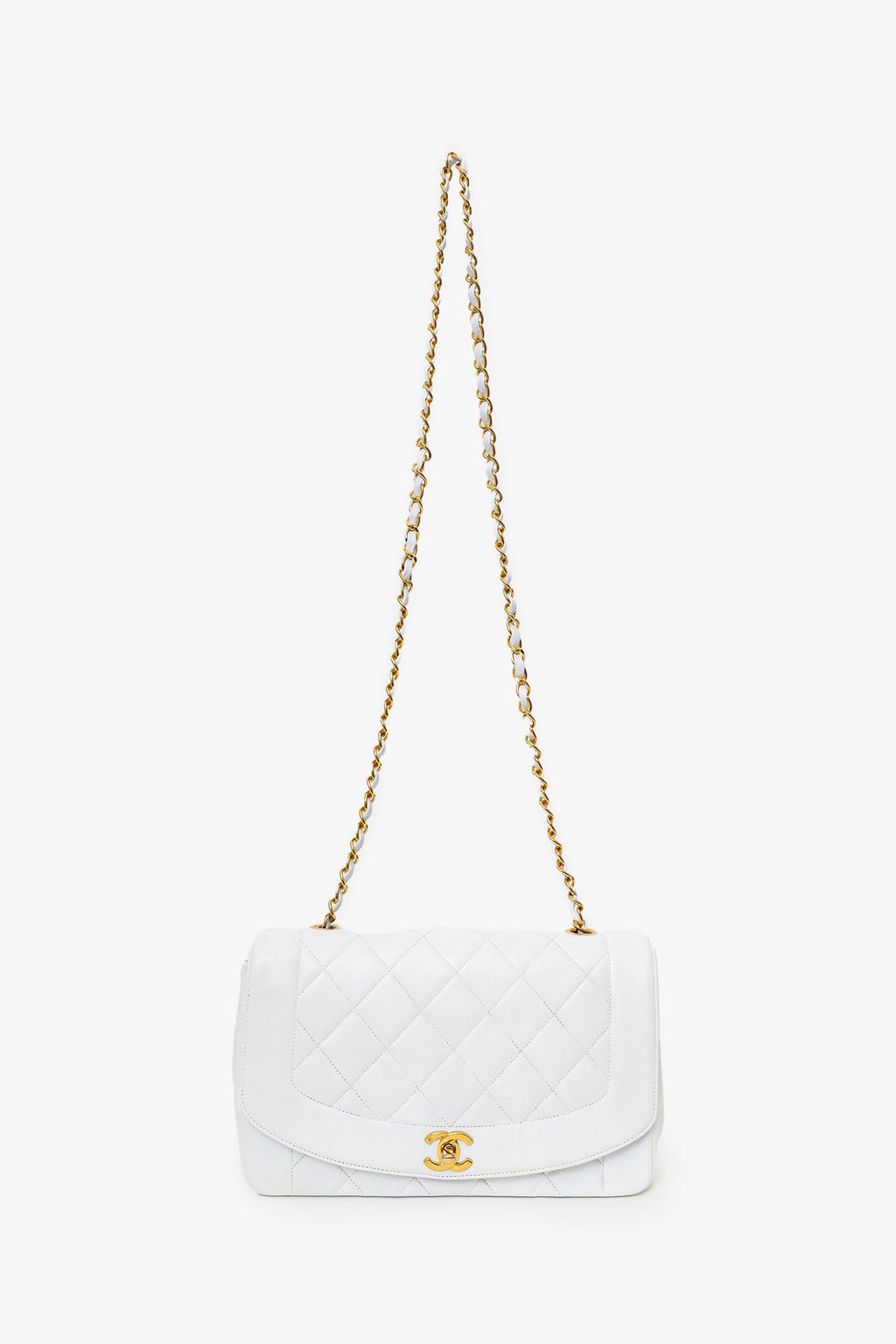 Pre-Loved Chanel™ 1994-96 White Lambskin Medium Diana Shoulder Bag (Refurbished)