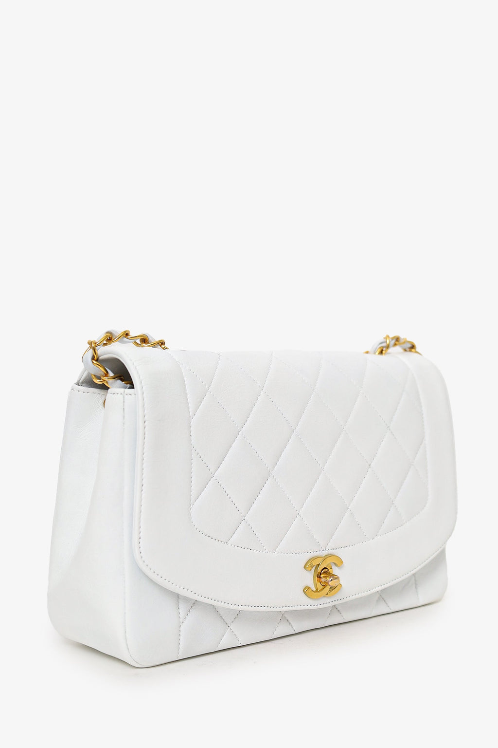 Pre-Loved Chanel™ 1994-96 White Lambskin Medium Diana Shoulder Bag (Refurbished)