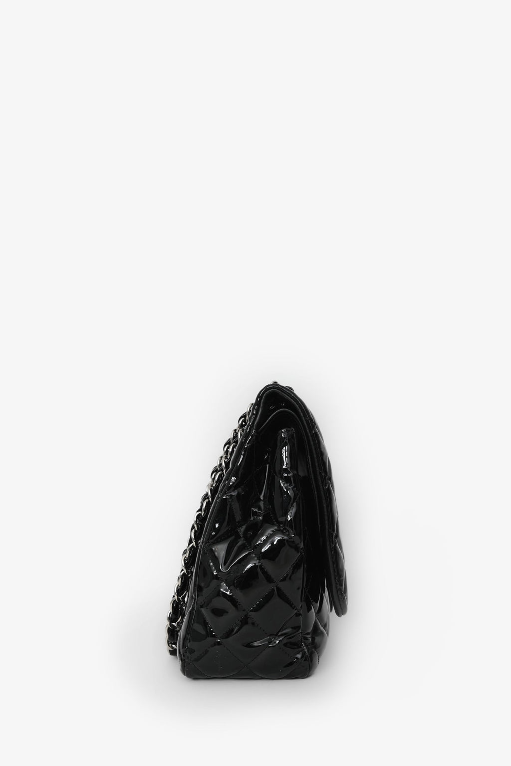Pre-Loved Chanel™ 2012/13 Black Quilted Patent Maxi Double Flap Shoulder Bag