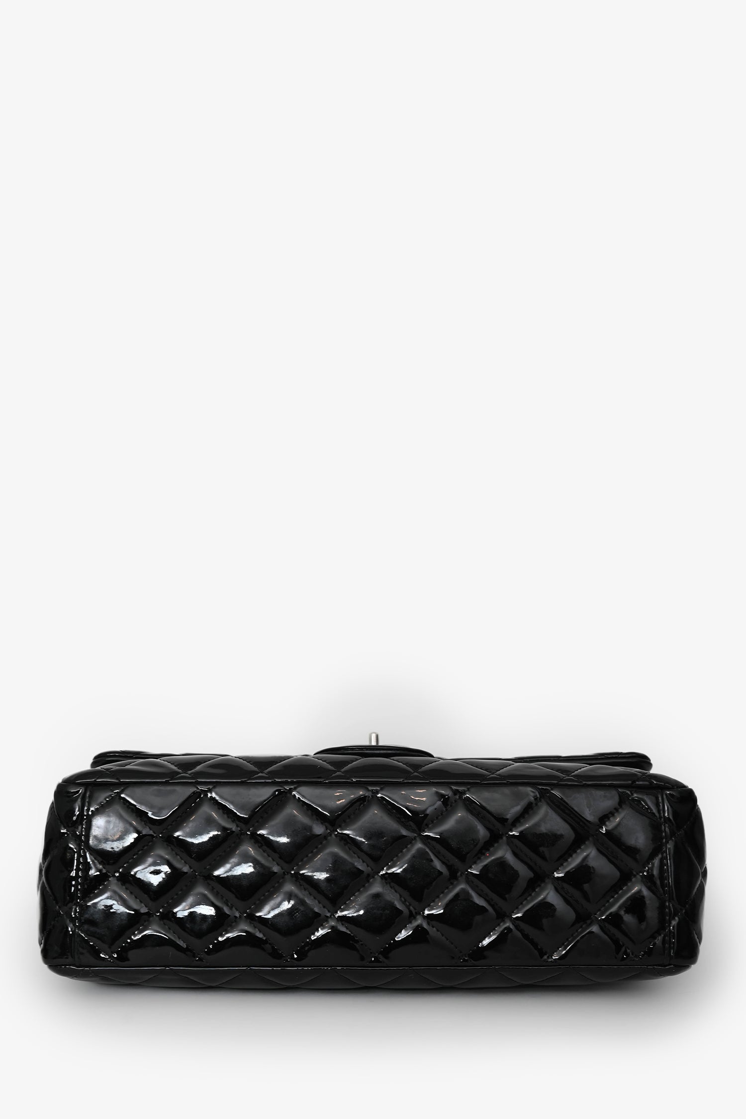 Pre-Loved Chanel™ 2012/13 Black Quilted Patent Maxi Double Flap Shoulder Bag