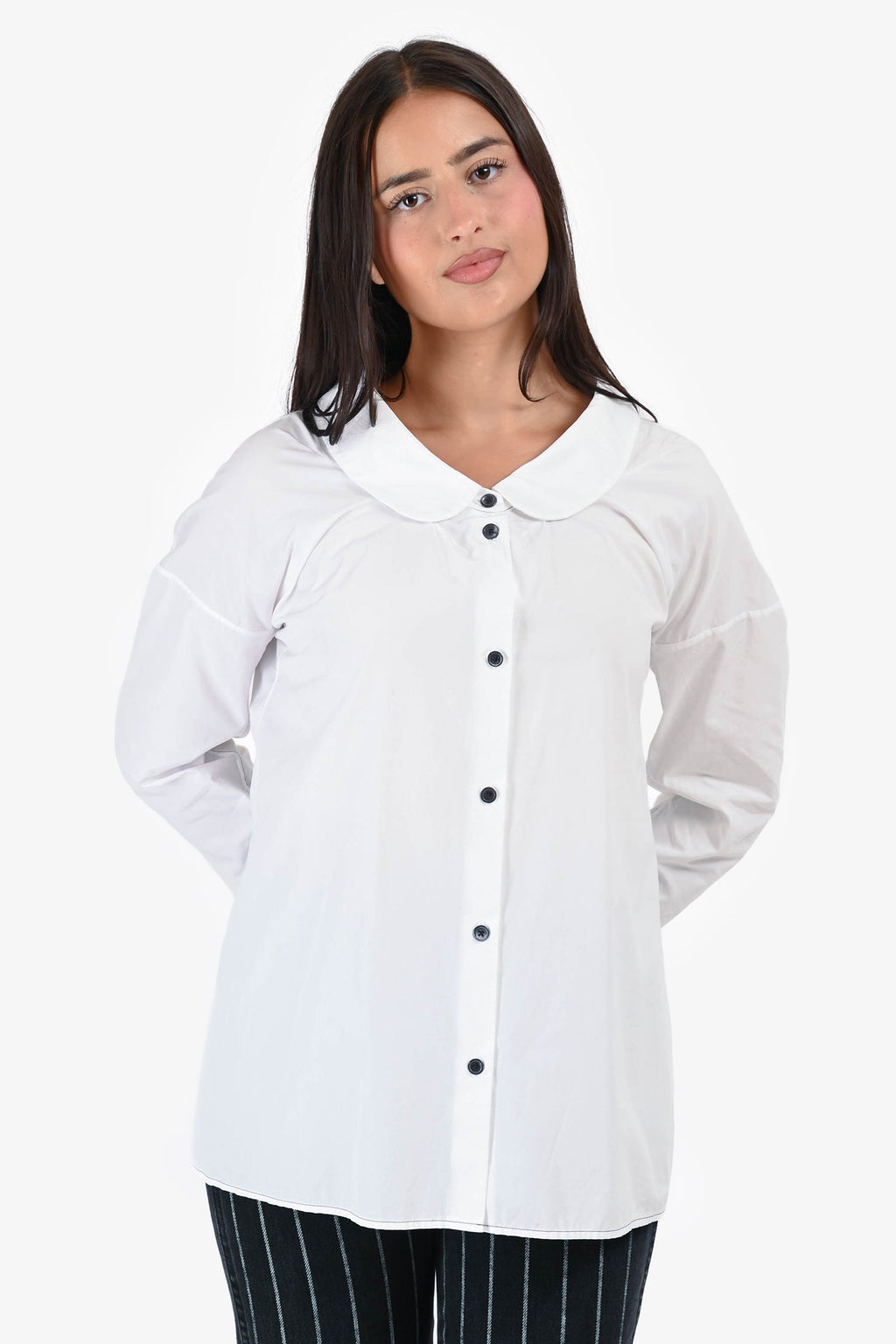 Marni White Peter Pan Collared Button Down Blouse Size 40