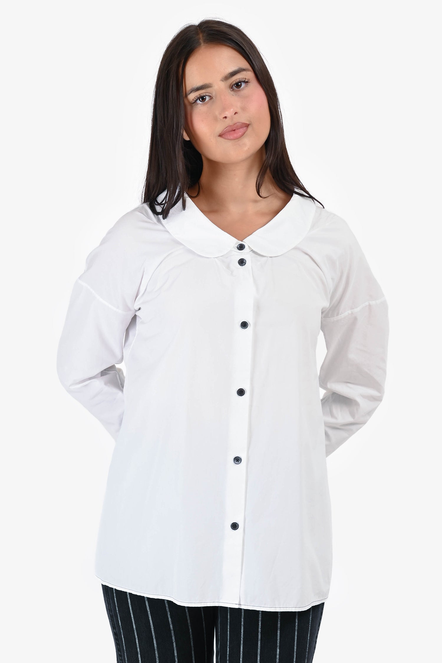 Marni White Peter Pan Collared Button Down Blouse Size 40