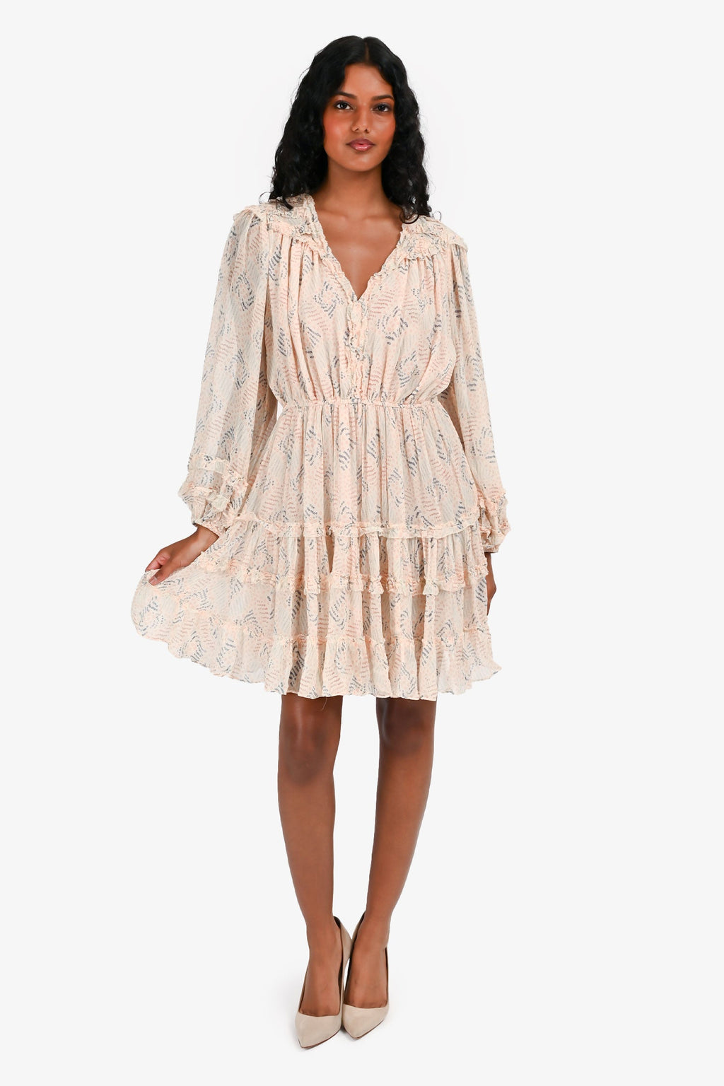 Ulla Johnson Pink/Multicolour Tiered Mini Dress Size 4