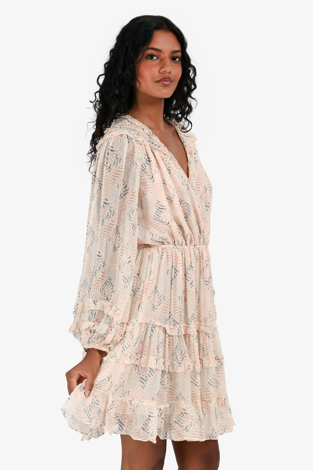 Ulla Johnson Pink/Multicolour Tiered Mini Dress Size 4