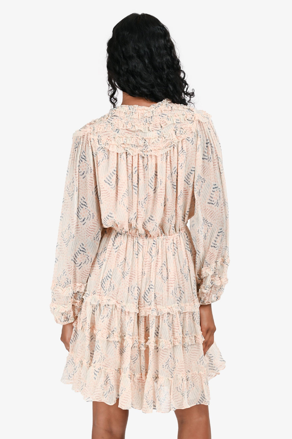 Ulla Johnson Pink/Multicolour Tiered Mini Dress Size 4