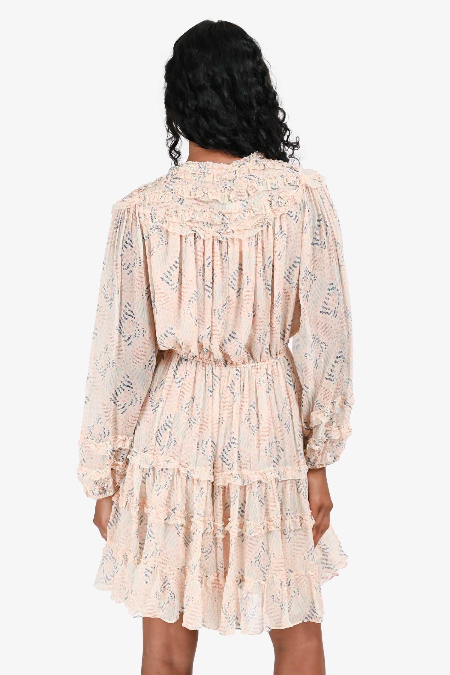 Ulla Johnson Pink/Multicolour Tiered Mini Dress Size 4