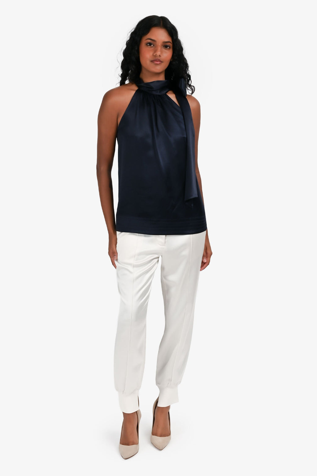 3.1 Phillip Lim White Crepe Satin Joggers Size 2