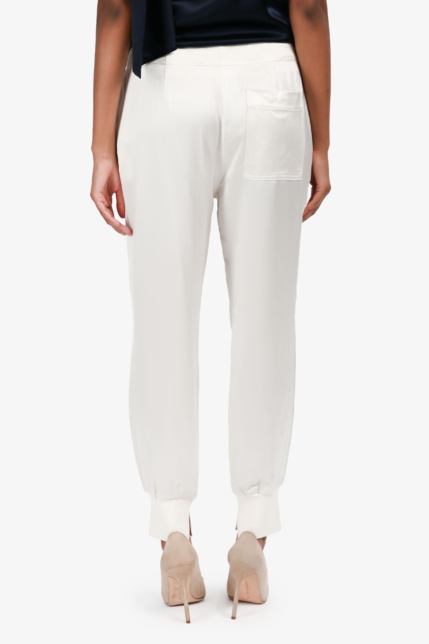 3.1 Phillip Lim White Crepe Satin Joggers Size 2