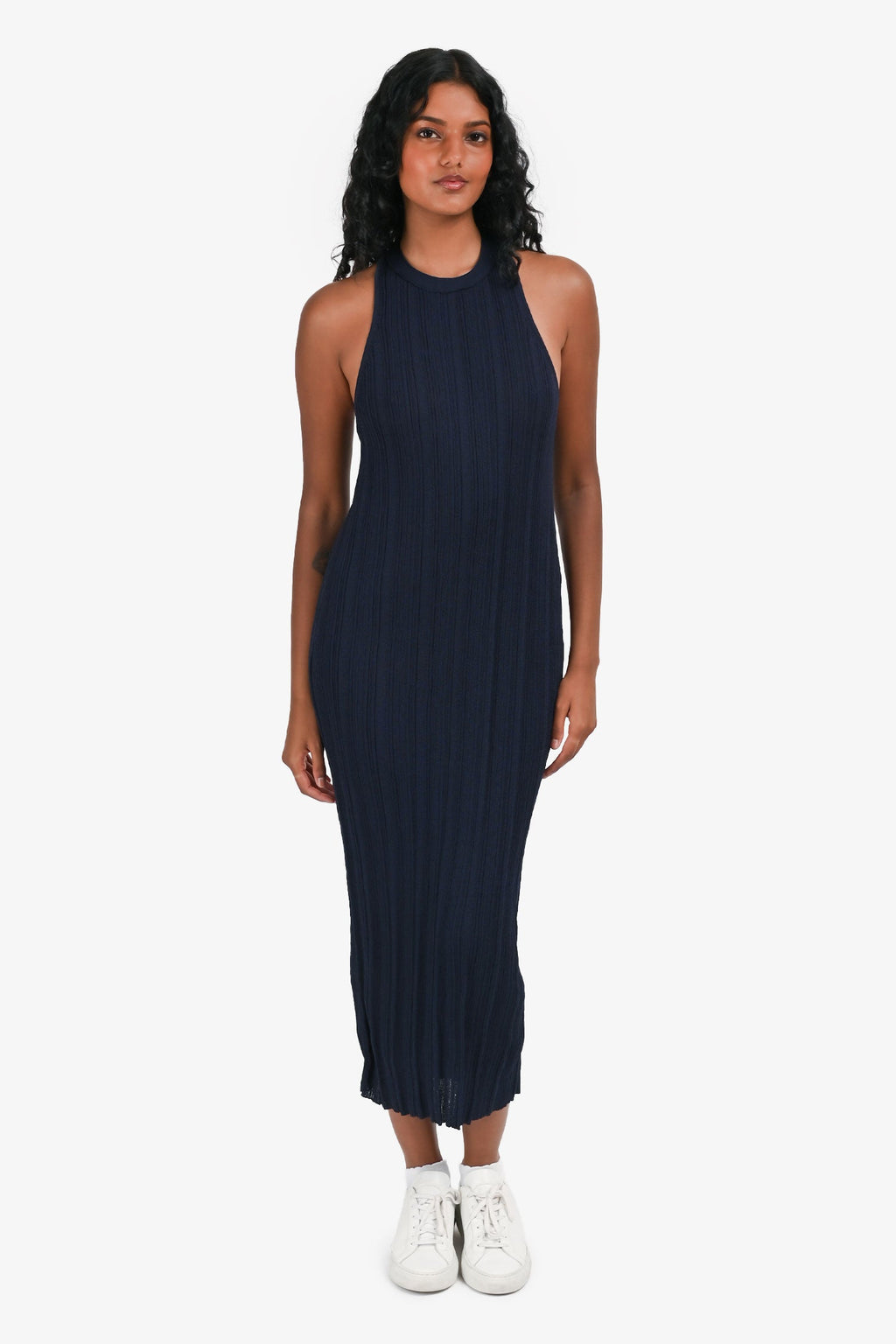 Vince Navy Ribbed Sleeveless Maxi Dress Size XS