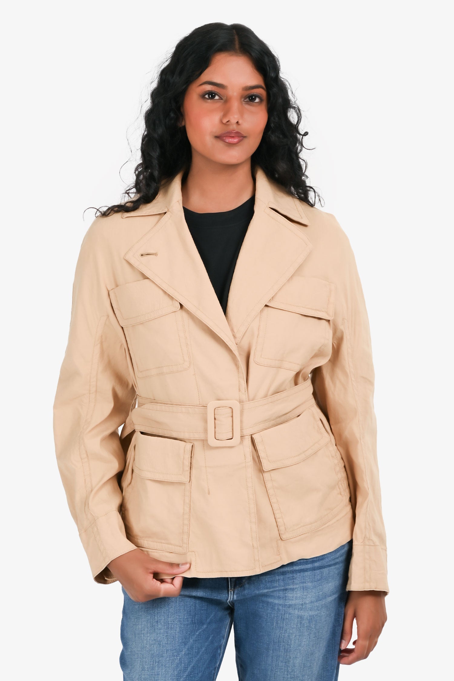 Vince Brown Linen Belted Coat Size XS