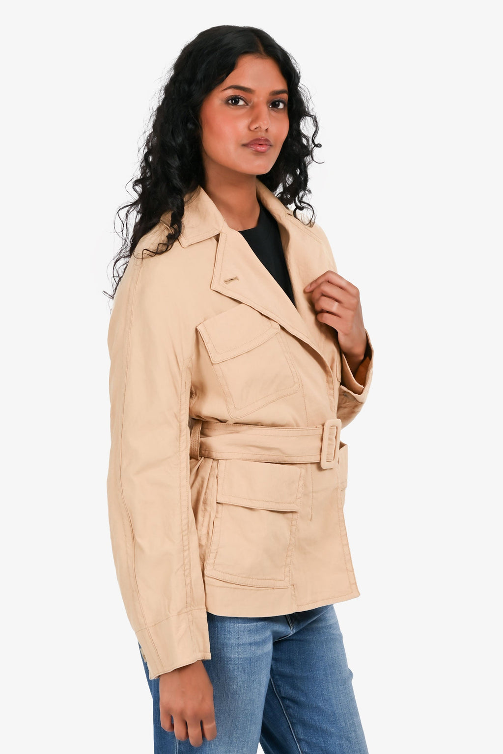 Vince Brown Linen Belted Coat Size XS