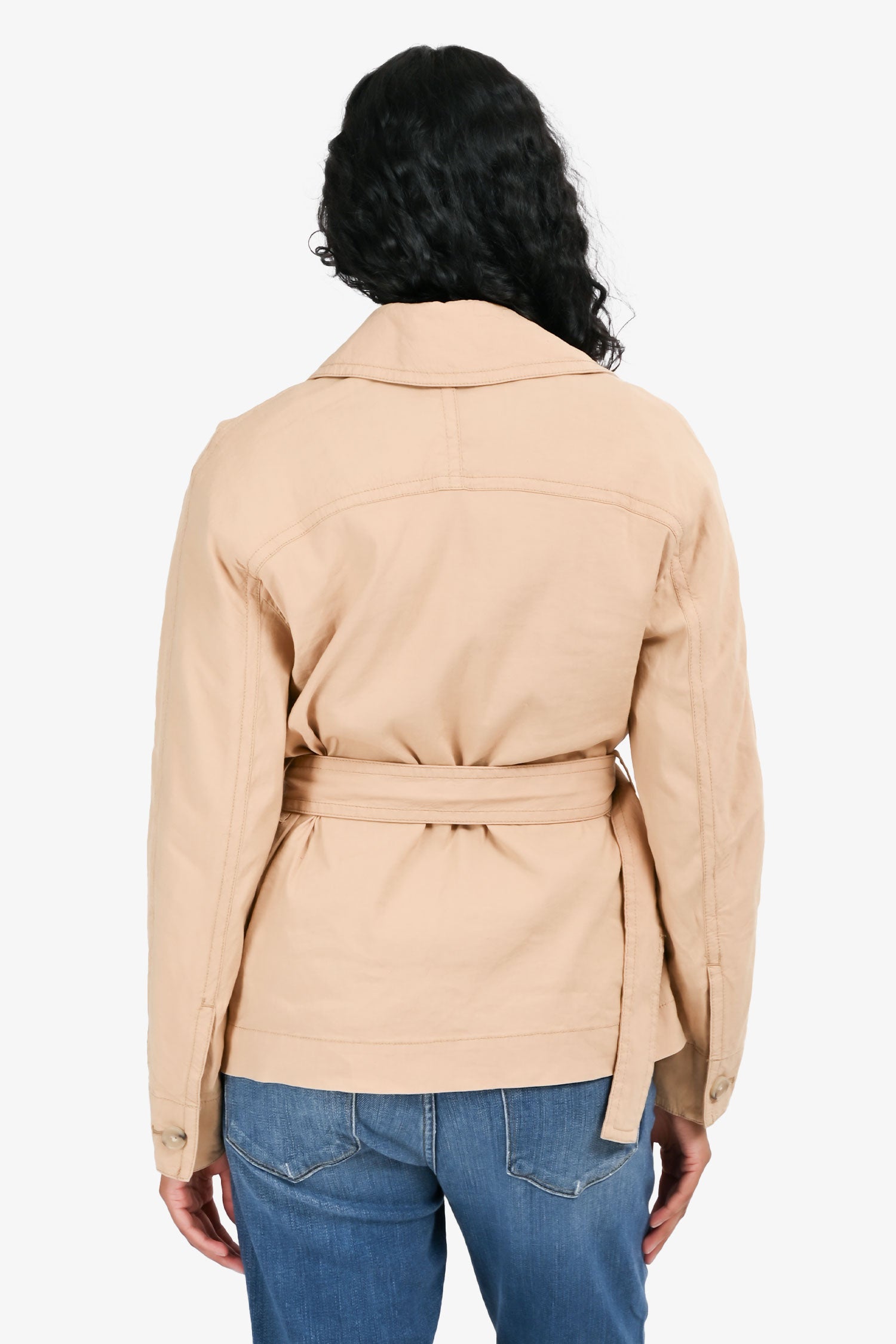 Vince Brown Linen Belted Coat Size XS