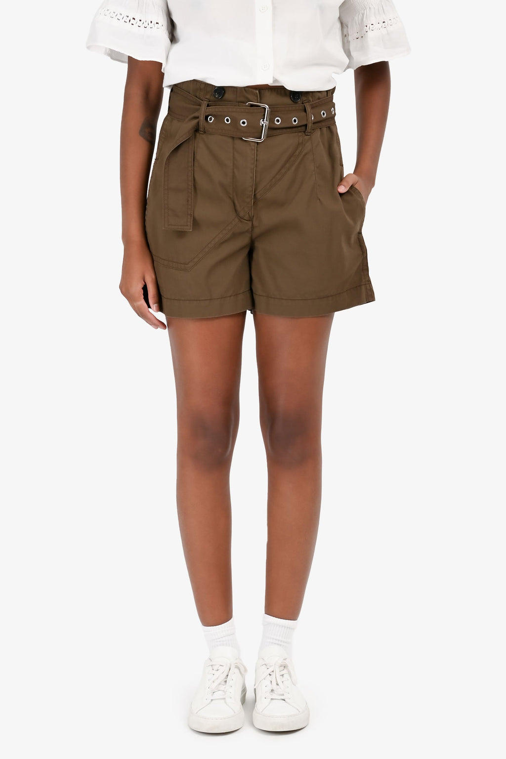 3.1 Phillip Lim Army Green Belted Shorts Size 0