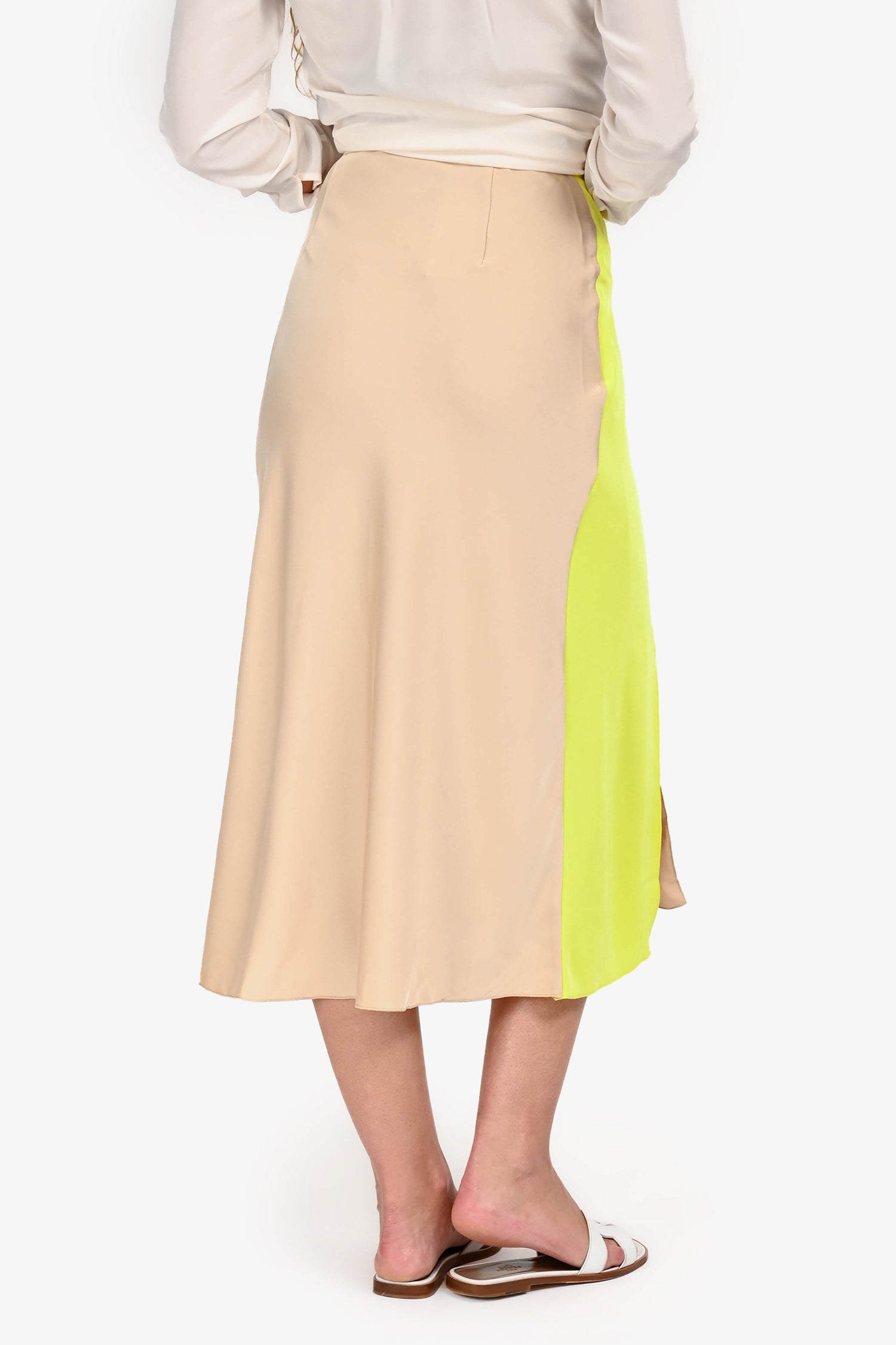 Samsoe Samsoe Beige/Yellow Silk Satin Slip Skirt Size XXS