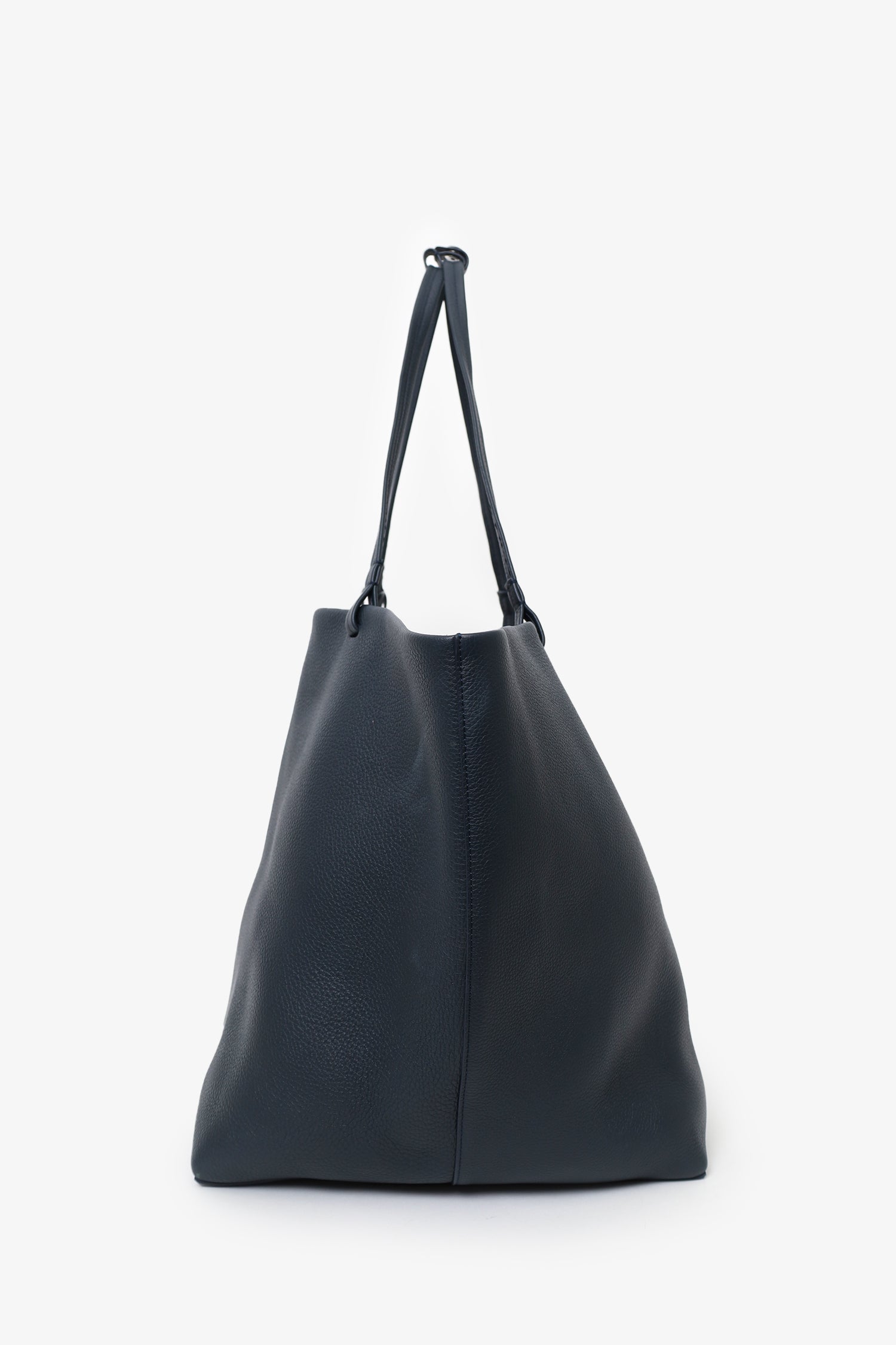 The Row Dark Grey Leather XL Park Tote Bag With Pouch