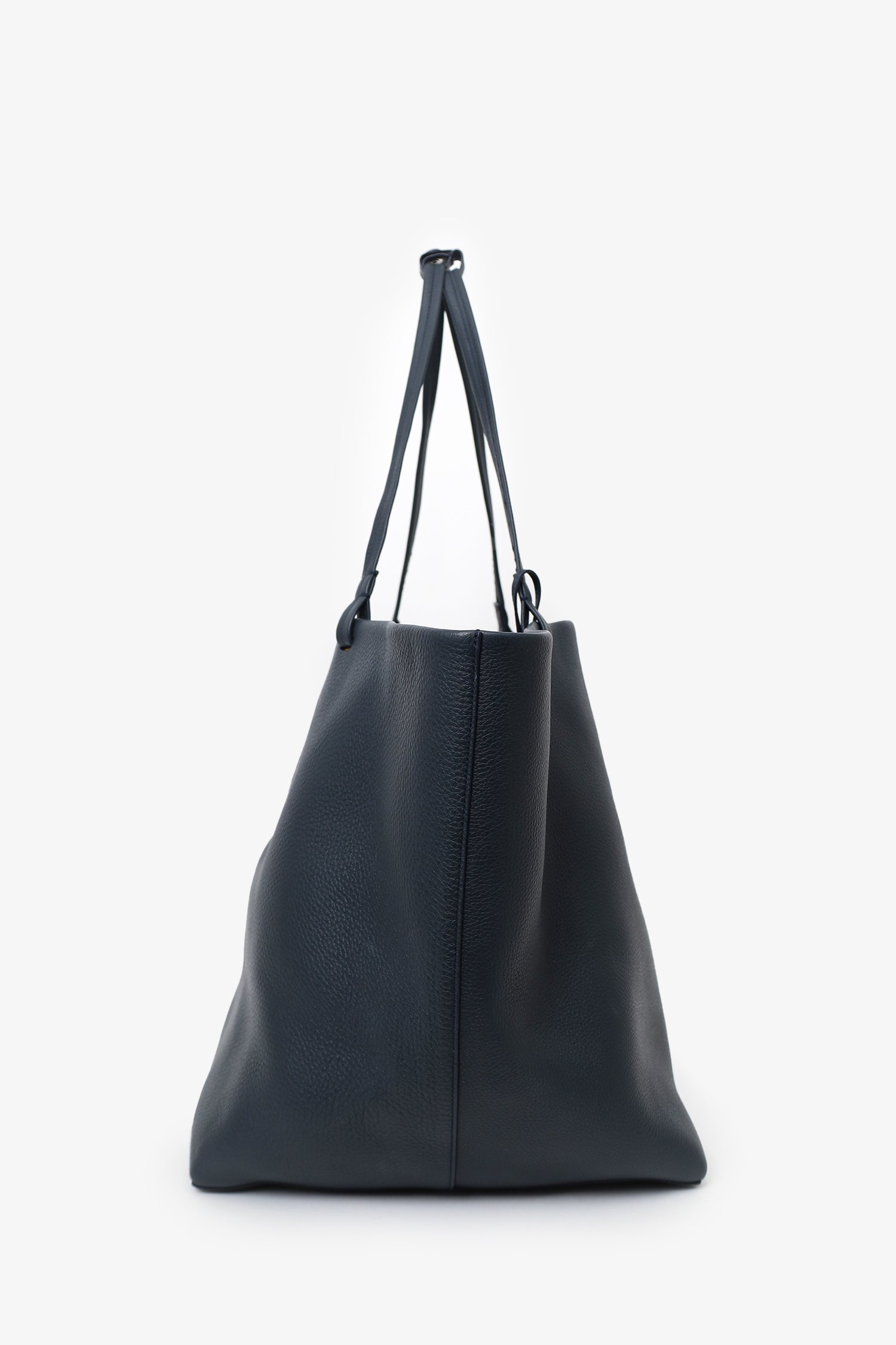 The Row Dark Grey Leather XL Park Tote Bag With Pouch