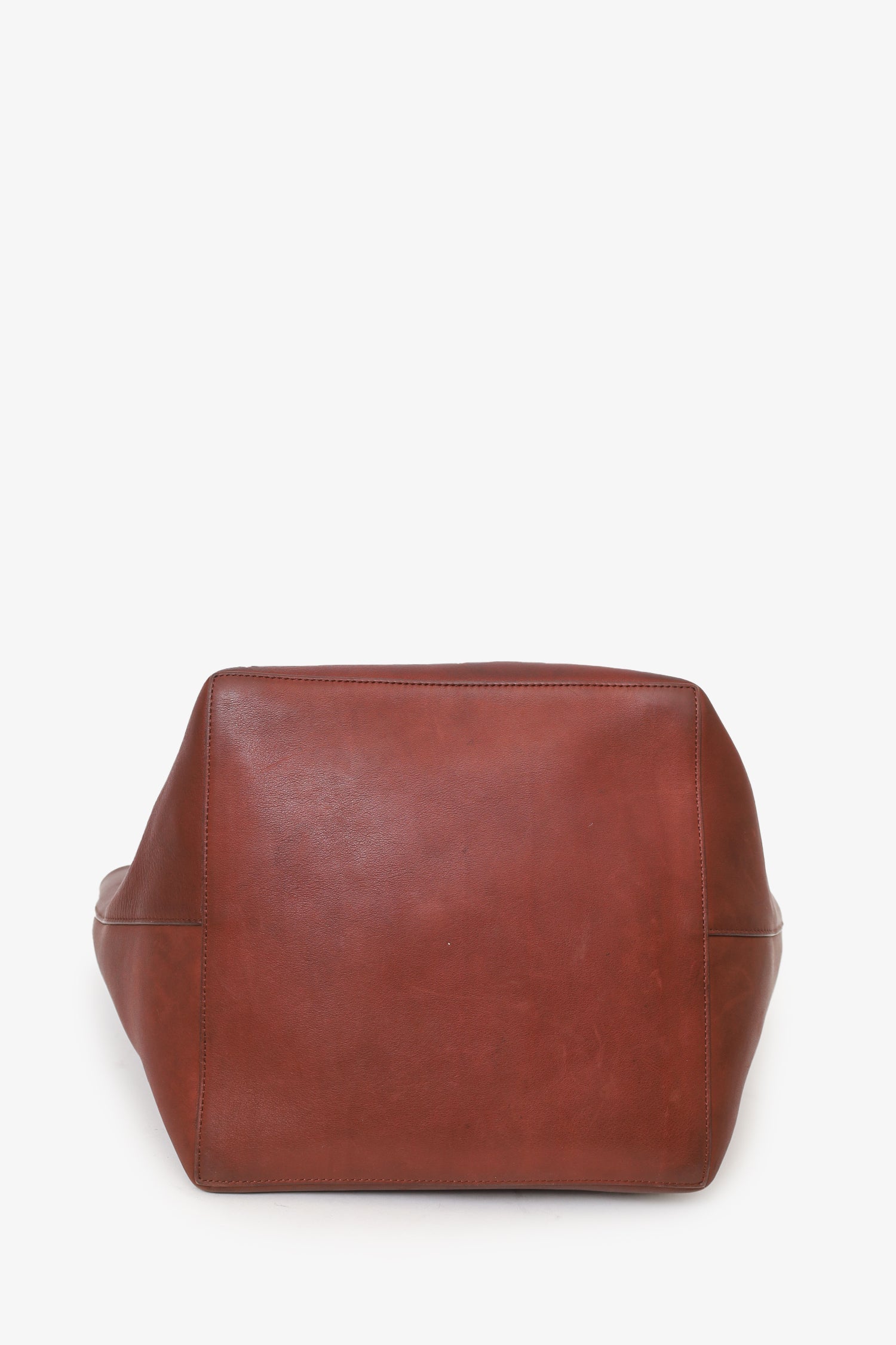 The Row Brown Saddle Leather Park Three Tote Bag With Pouch