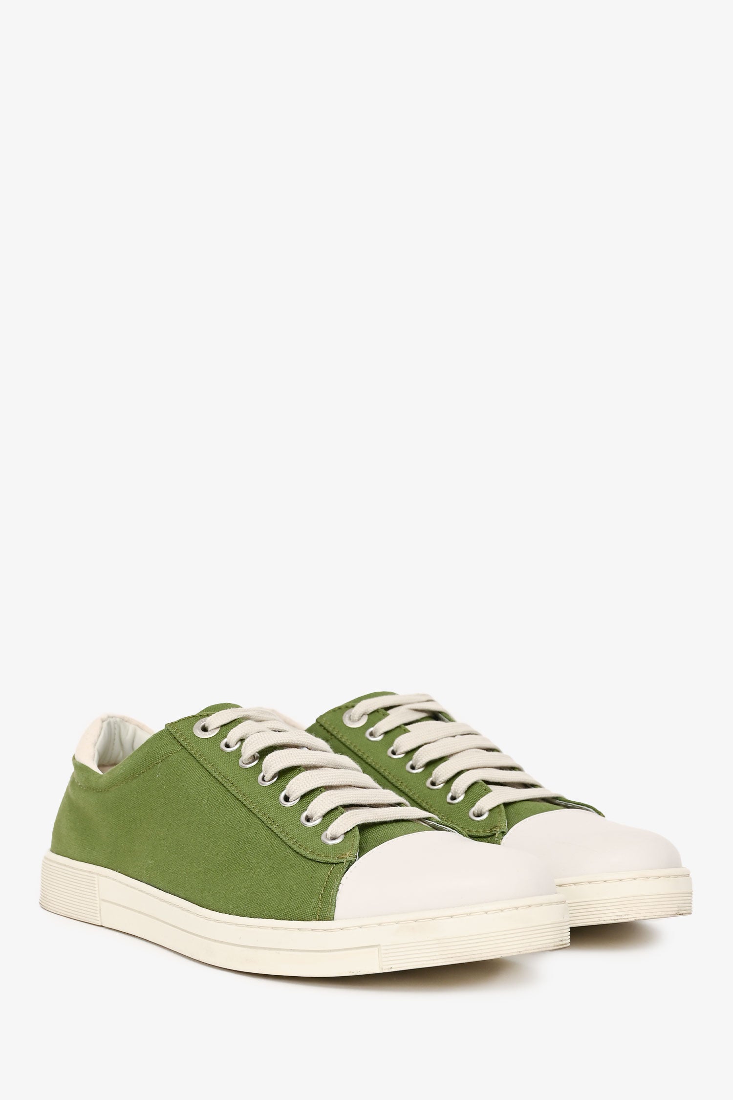 Salvatore Ferragamo Green/White Low Top Sneakers Size 7