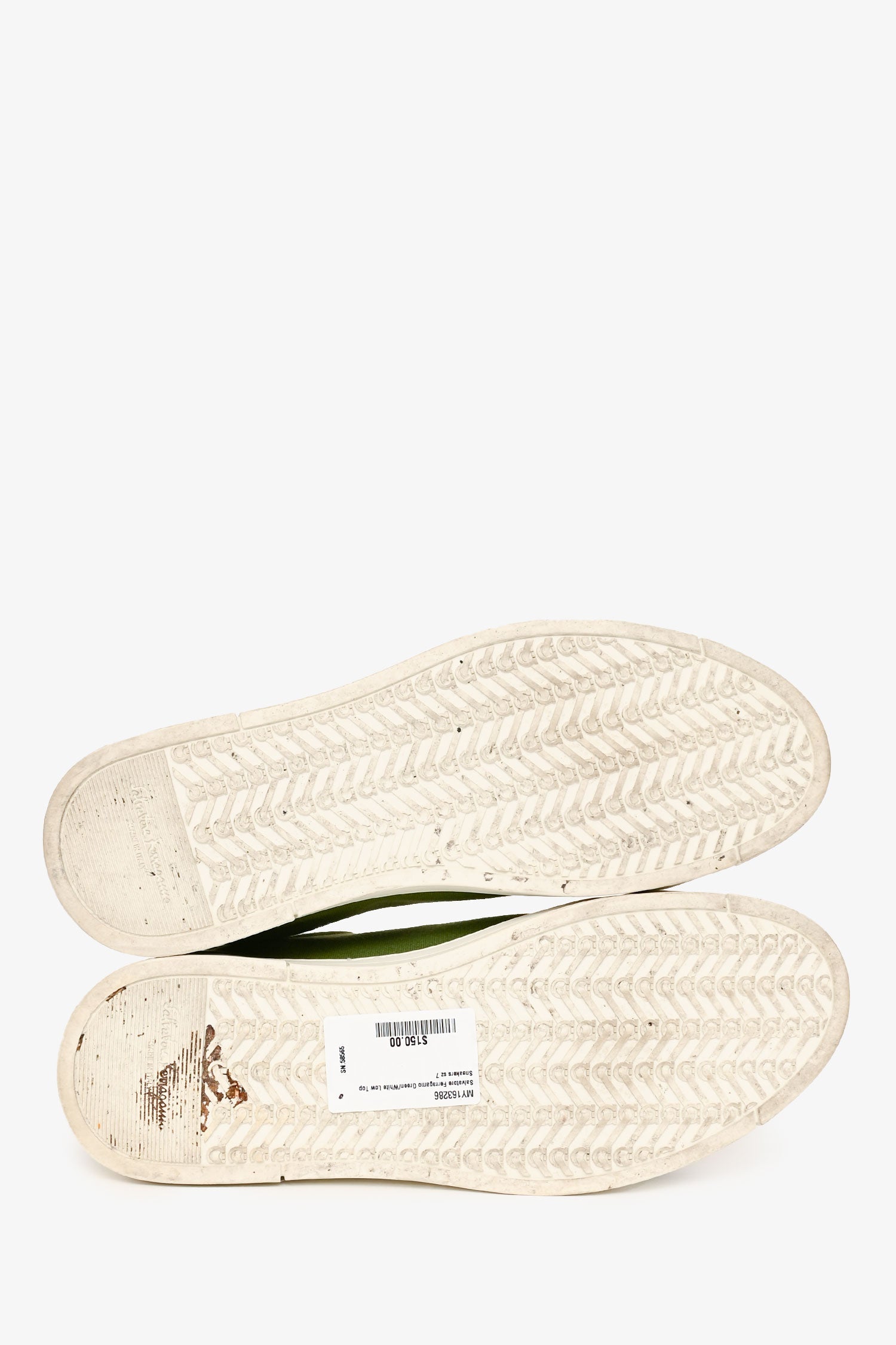 Salvatore Ferragamo Green/White Low Top Sneakers Size 7