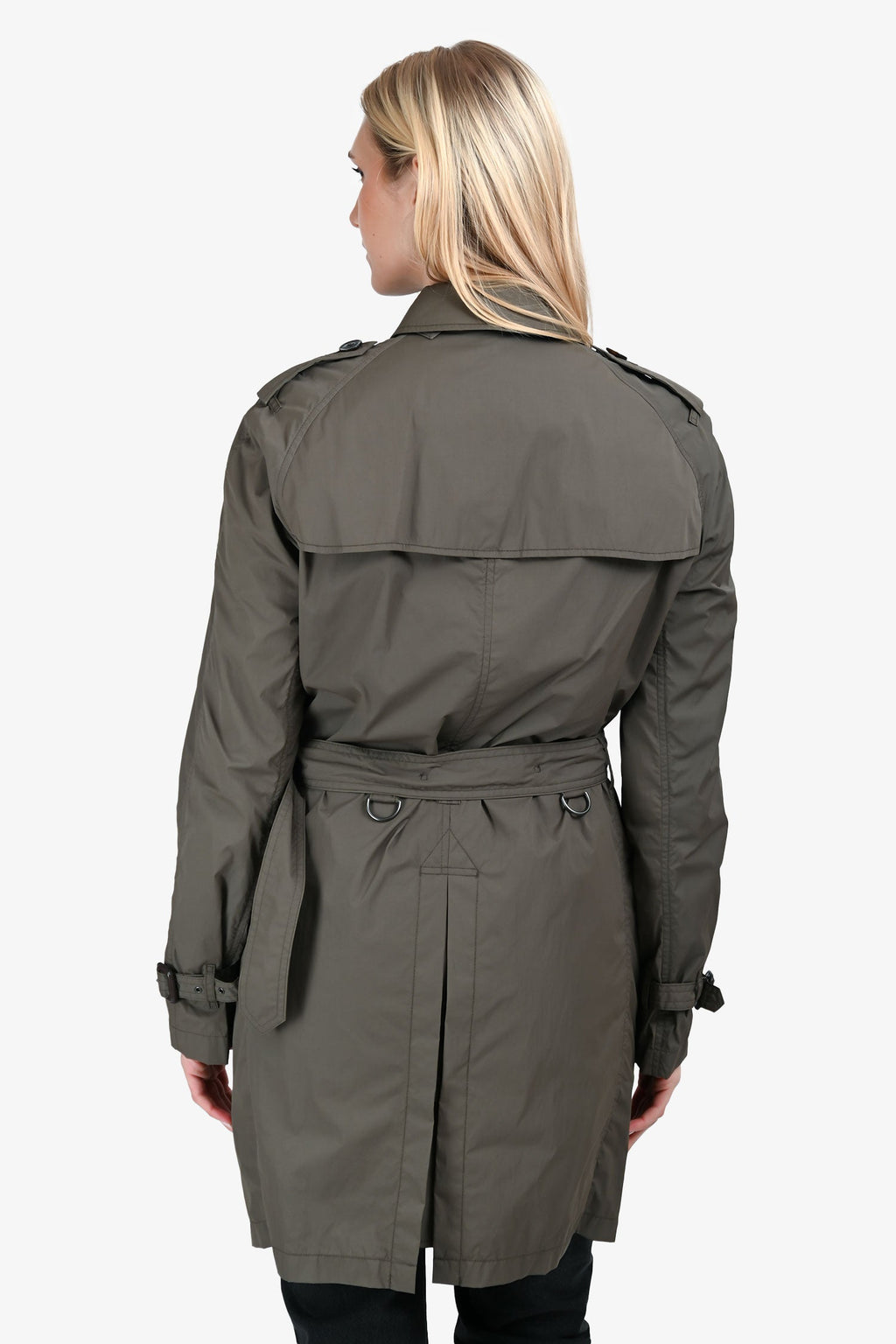 Burberry Grey Nylon Mid Length Trench Coat Size S Mens