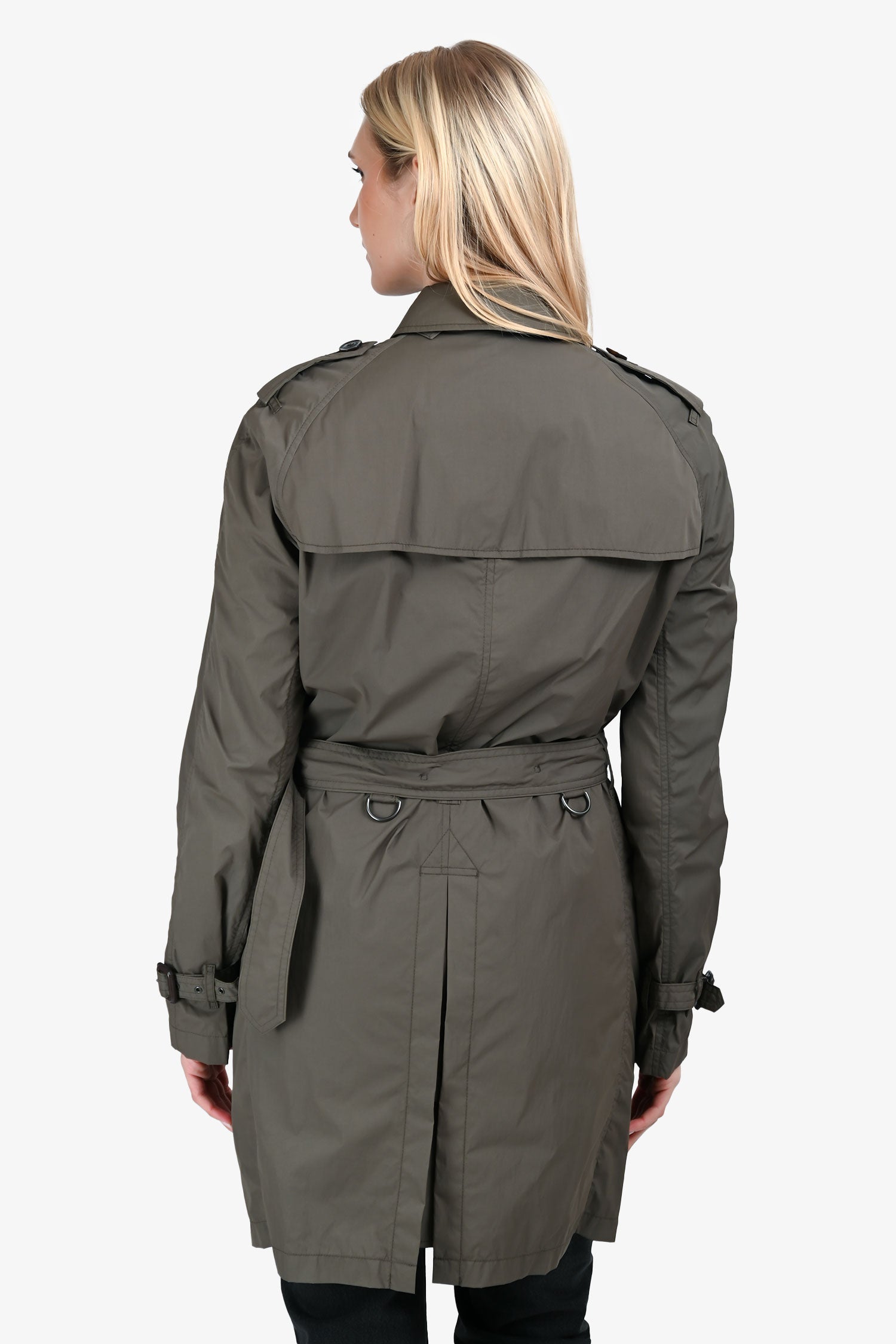 Burberry Grey Nylon Mid Length Trench Coat Size S Mens
