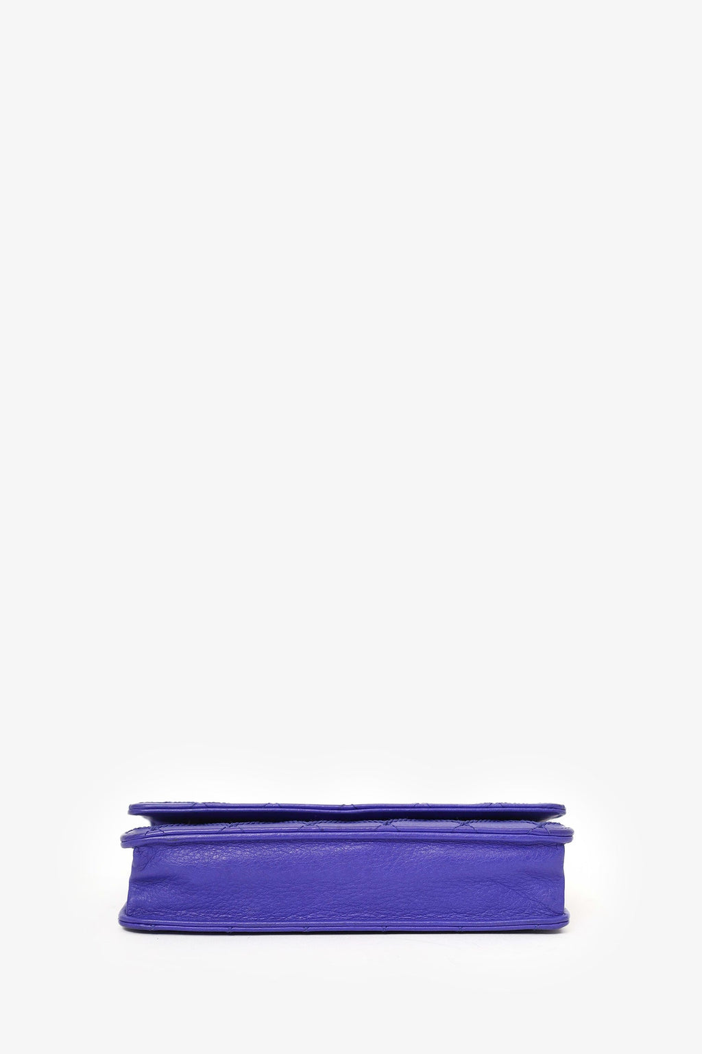 Pre-Loved Chanel™ 2014 Blue Double Stitch Fancy CC Wallet On Chain
