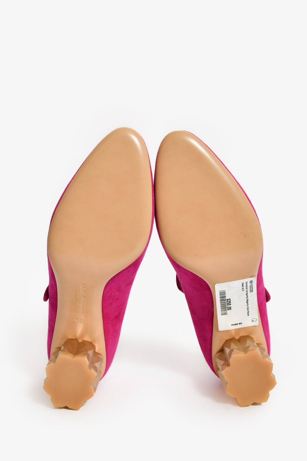 Salvatore Ferragamo Magenta Gold Block Heels Size 5
